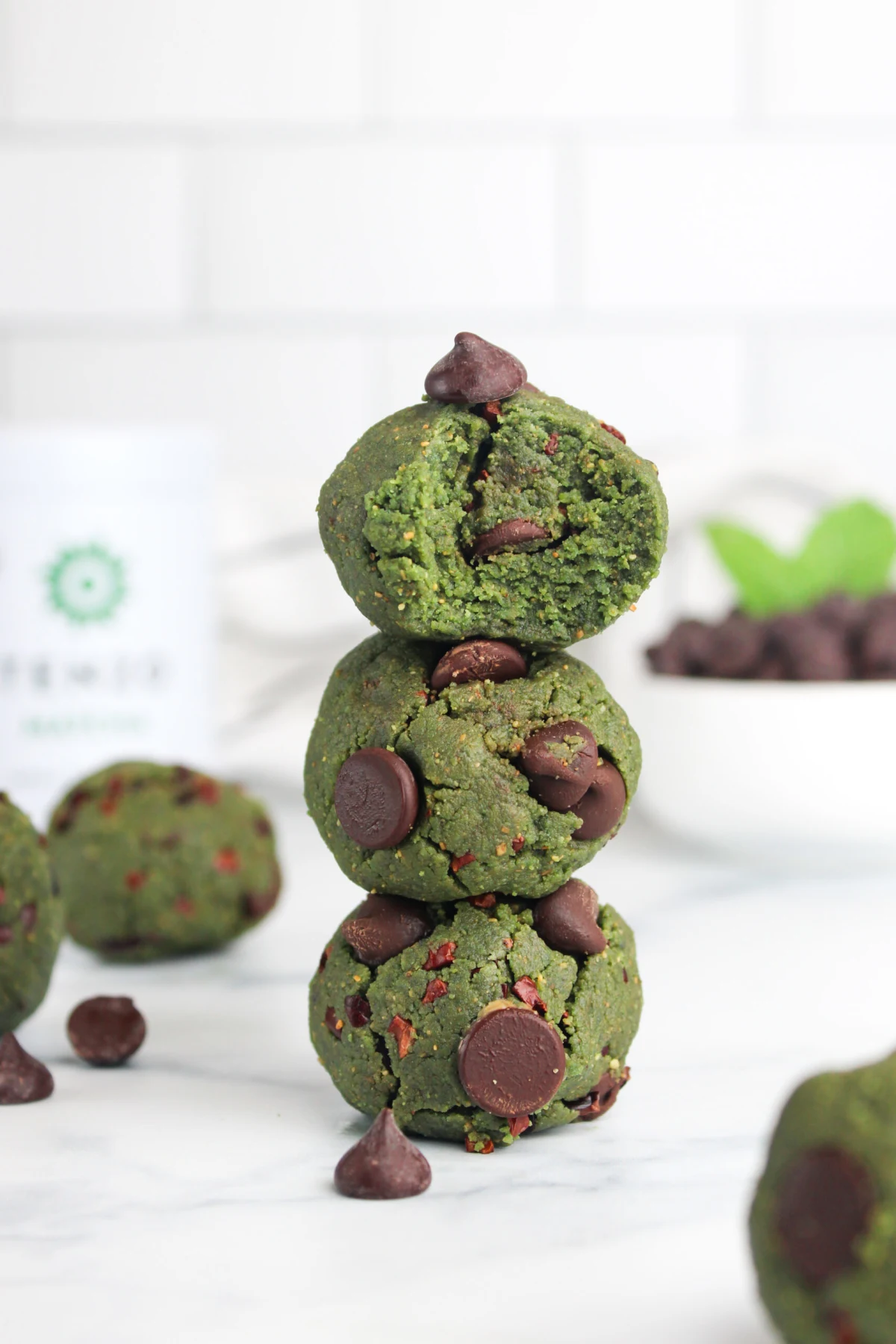 Matcha Mint Chocolate Chip Energy Bites
