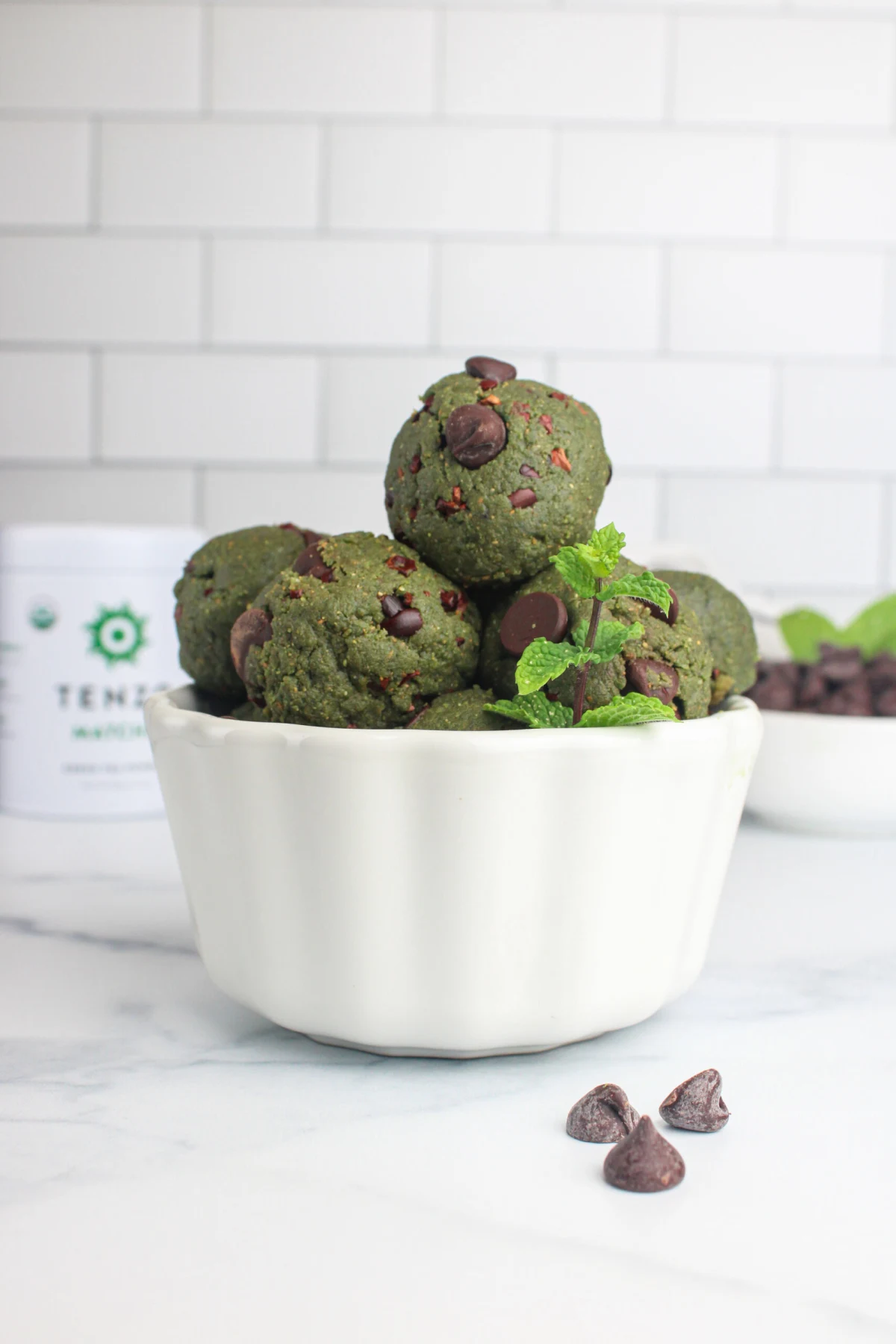 Matcha Mint Chocolate Chip Energy Bites