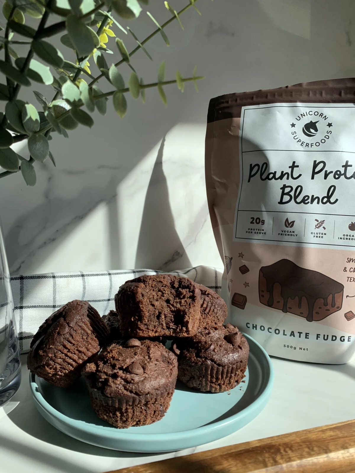 Chocolate Protein Muffins (Vegan, Gluten Free)