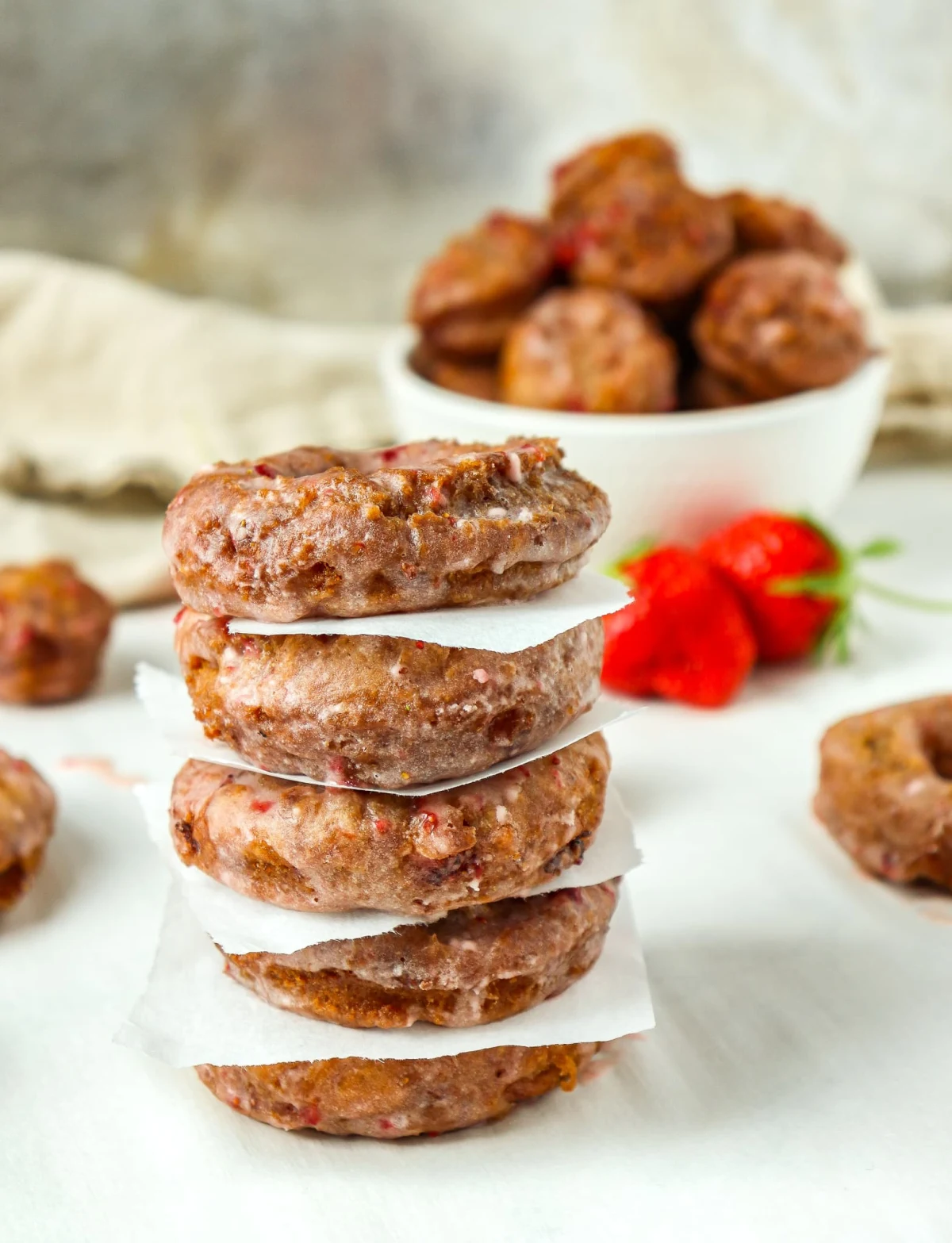 Strawberry Sour Cream Doughnuts