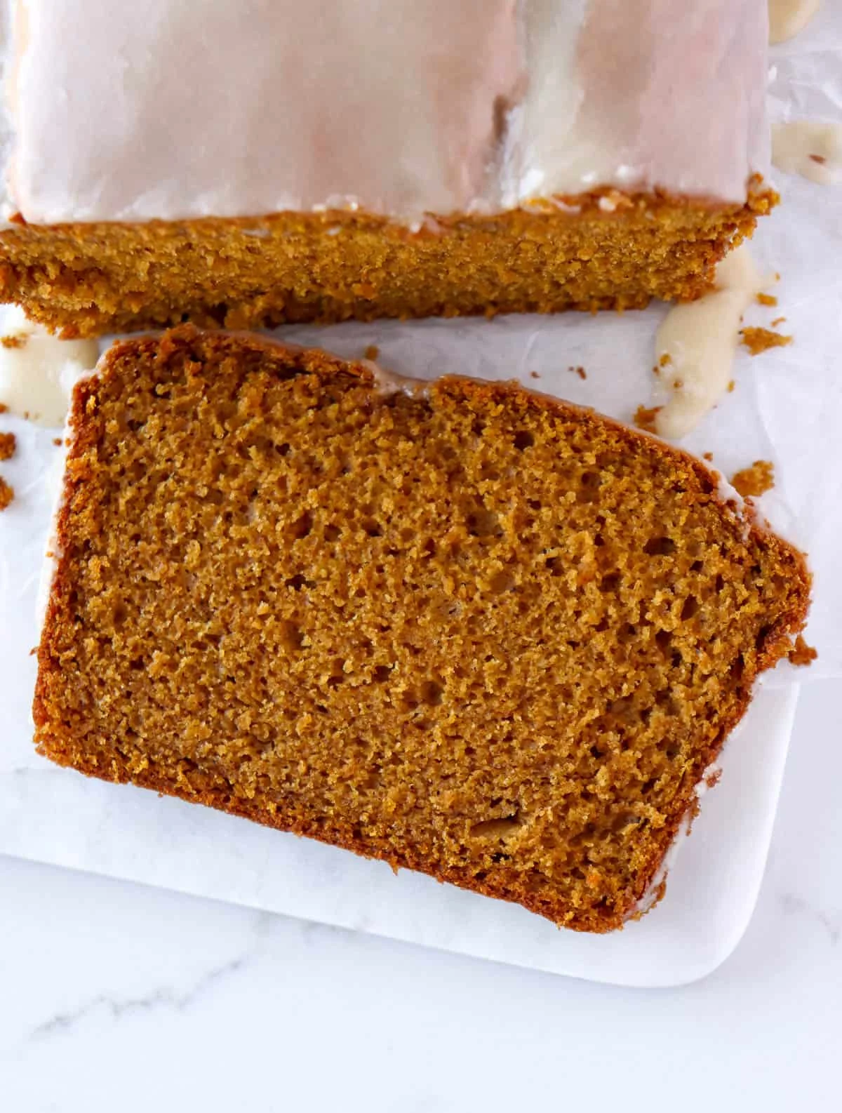 Moist Pumpkin Bread with Vanilla Glaze