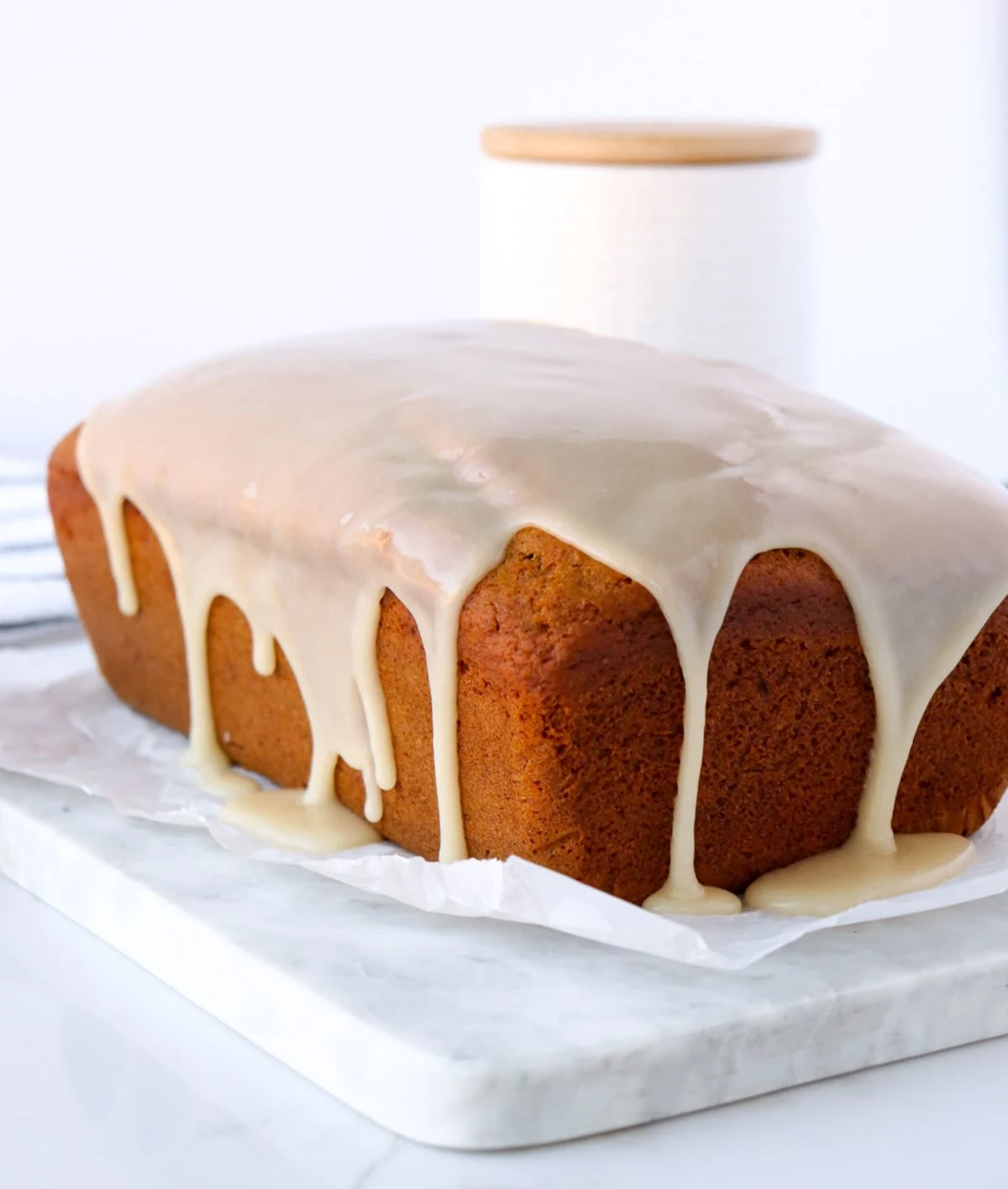 Moist Pumpkin Bread with Vanilla Glaze