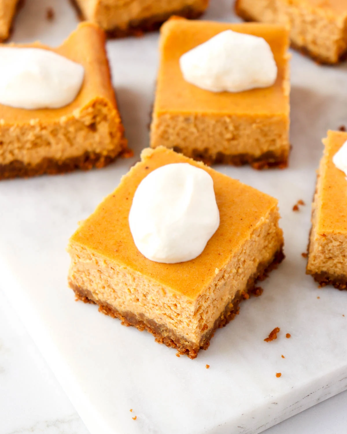 Pumpkin Cheesecake Bars with Gingersnap Crust