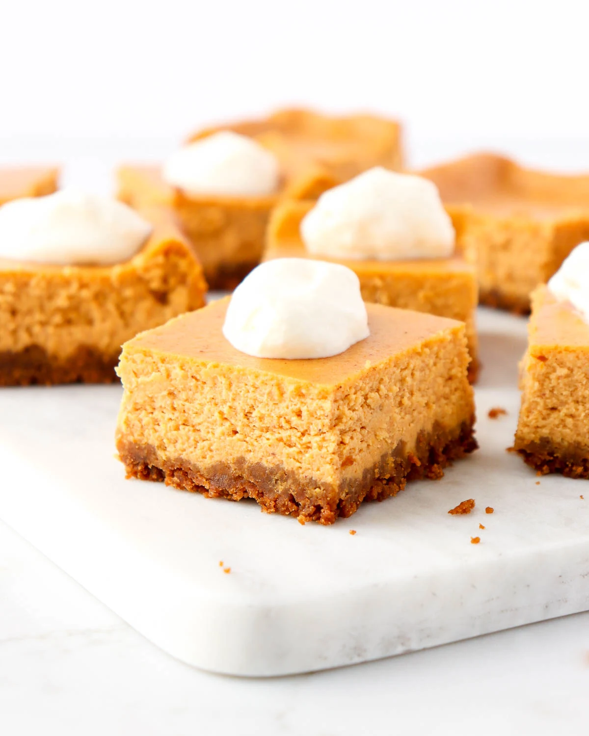 Pumpkin Cheesecake Bars with Gingersnap Crust