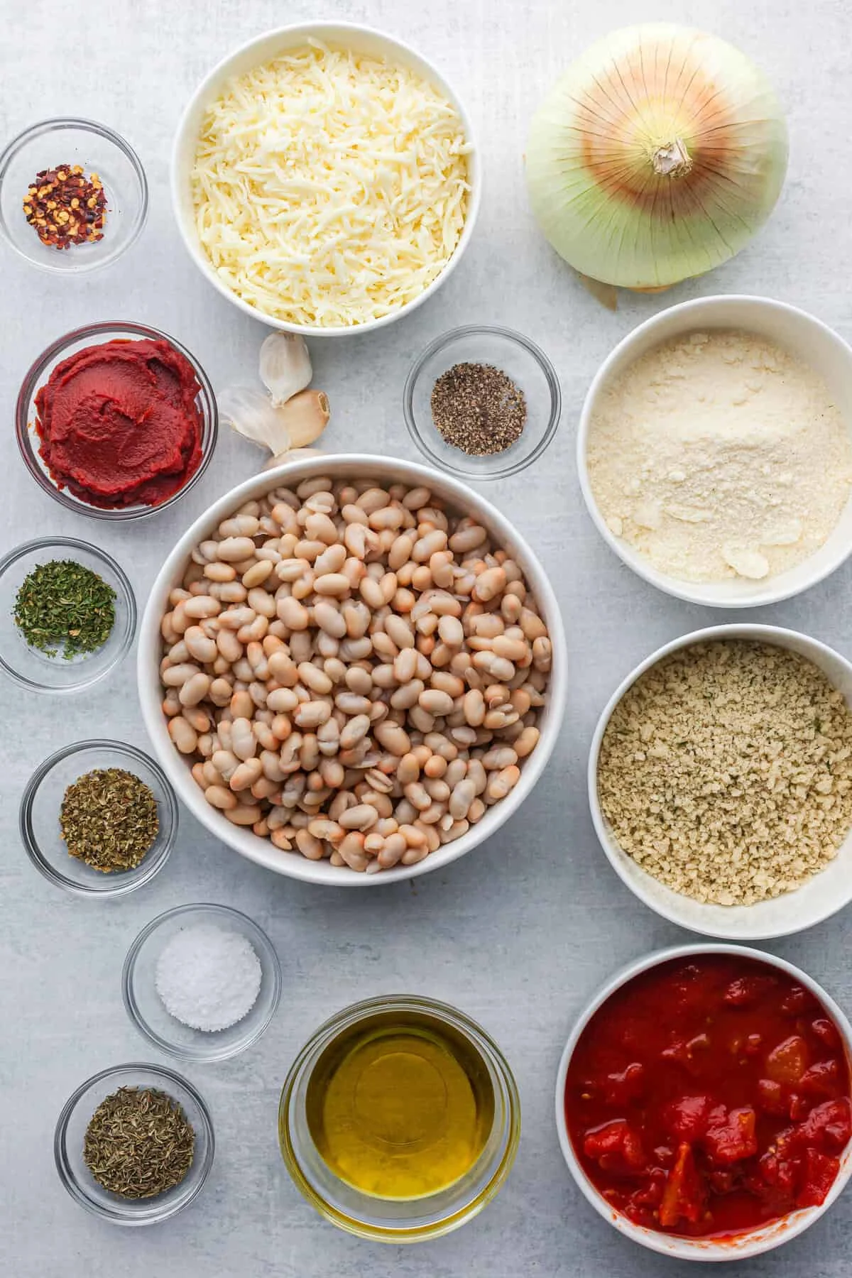 Cheesy White Bean Tomato Bake