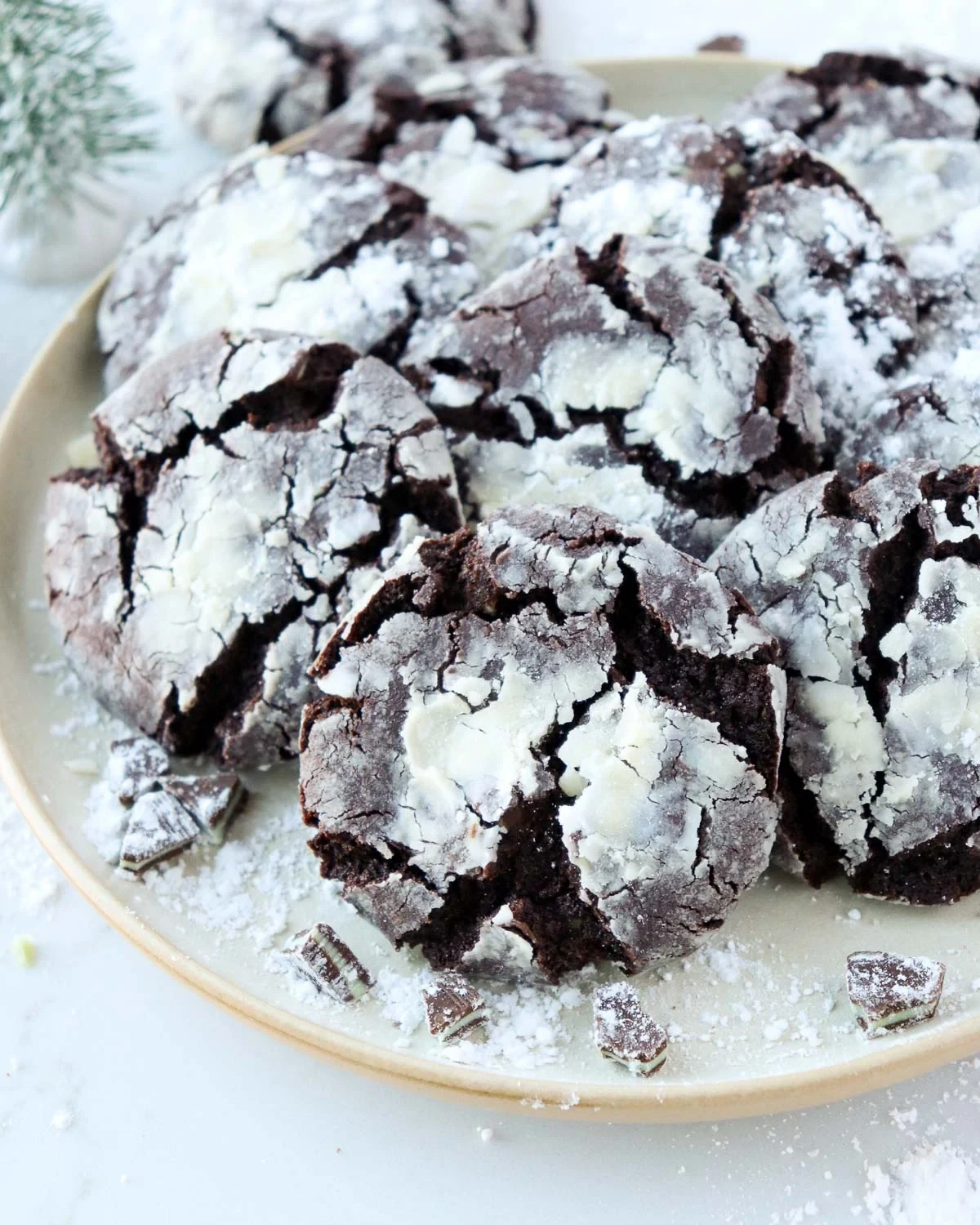 Andes Chocolate Peppermint Crinkle Cookies