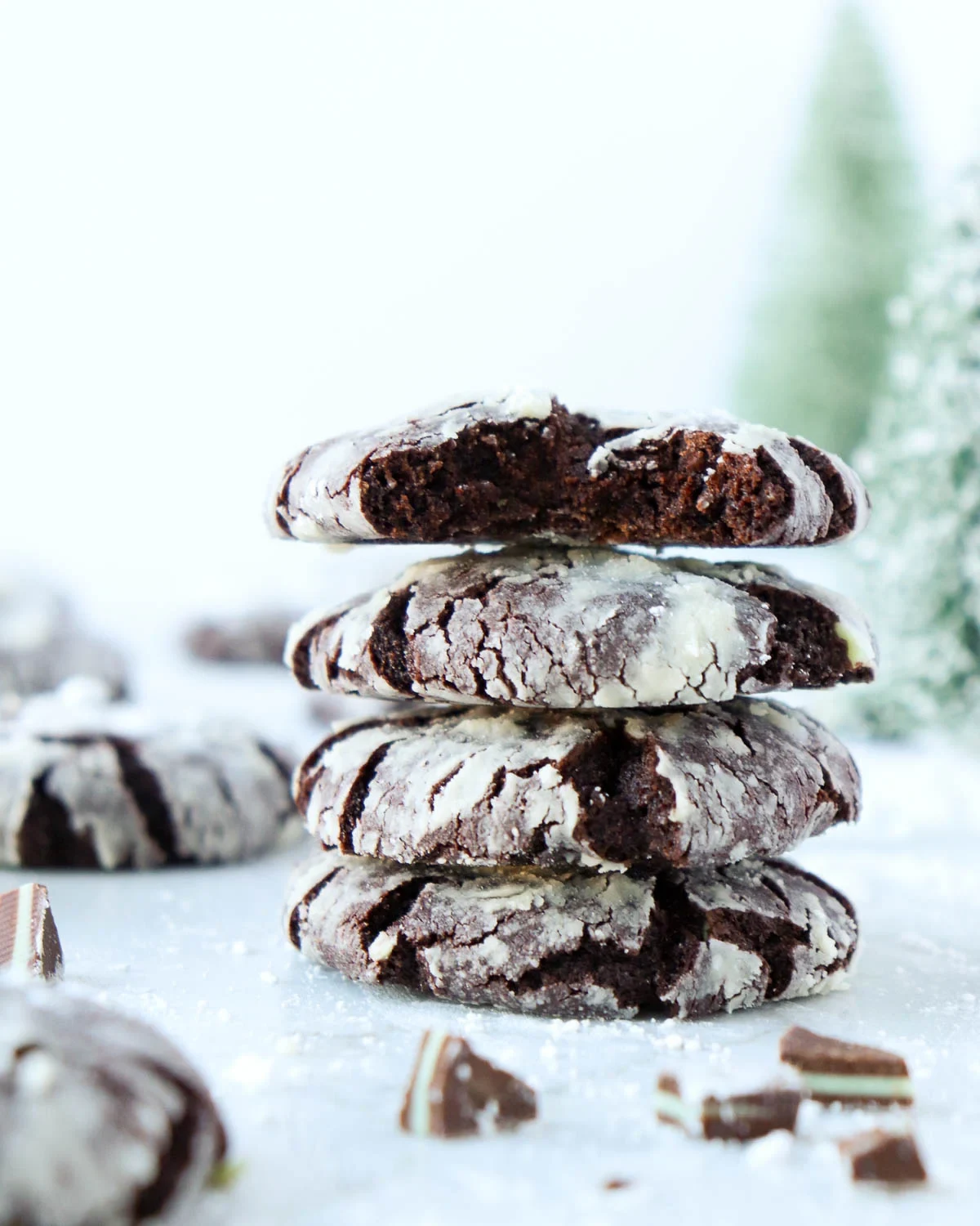 Andes Chocolate Peppermint Crinkle Cookies