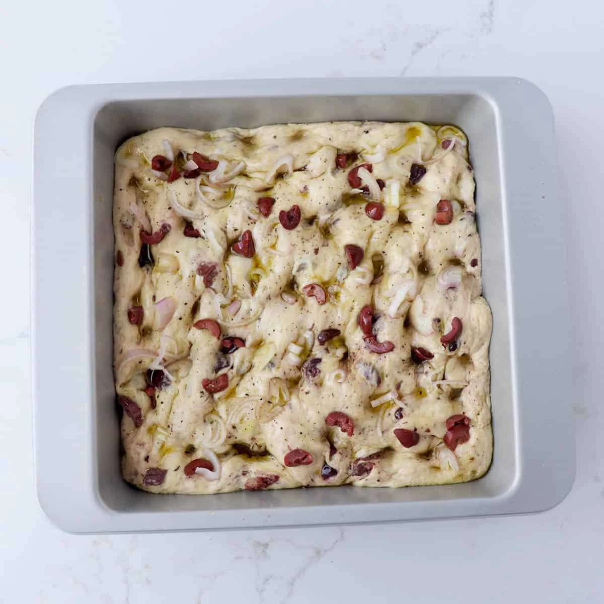 Shallot Black Olive Focaccia Bread