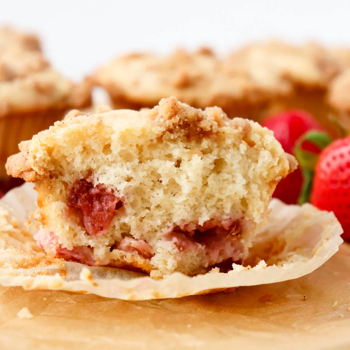 Strawberry Rhubarb Muffins with Streusel Topping