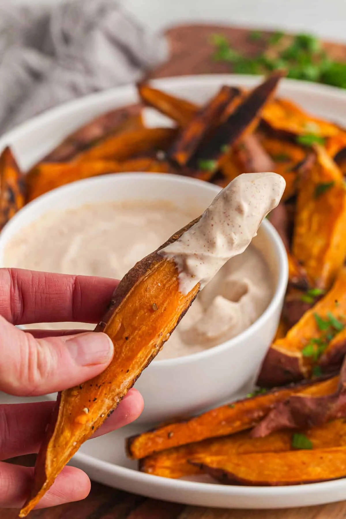 Roasted Sweet Potatoes with Greek Yogurt Dip