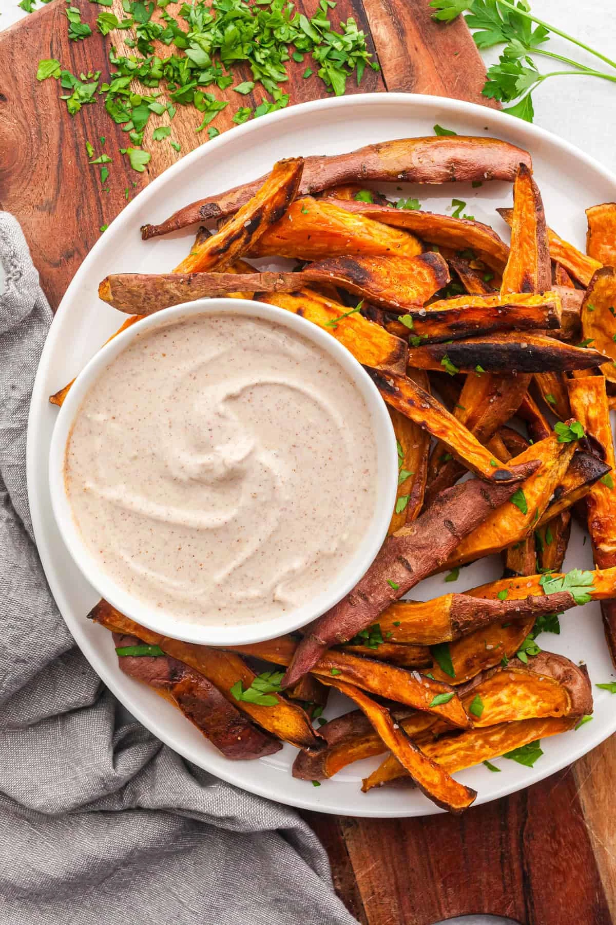 Roasted Sweet Potatoes with Greek Yogurt Dip