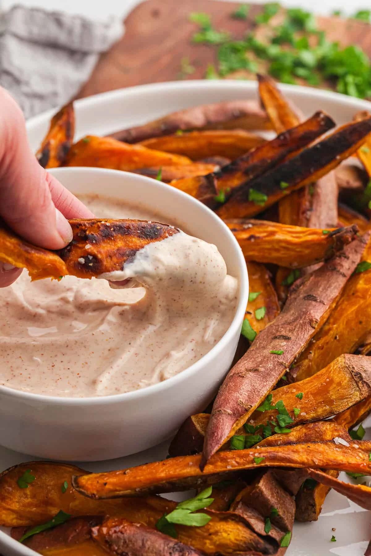 Roasted Sweet Potatoes with Greek Yogurt Dip