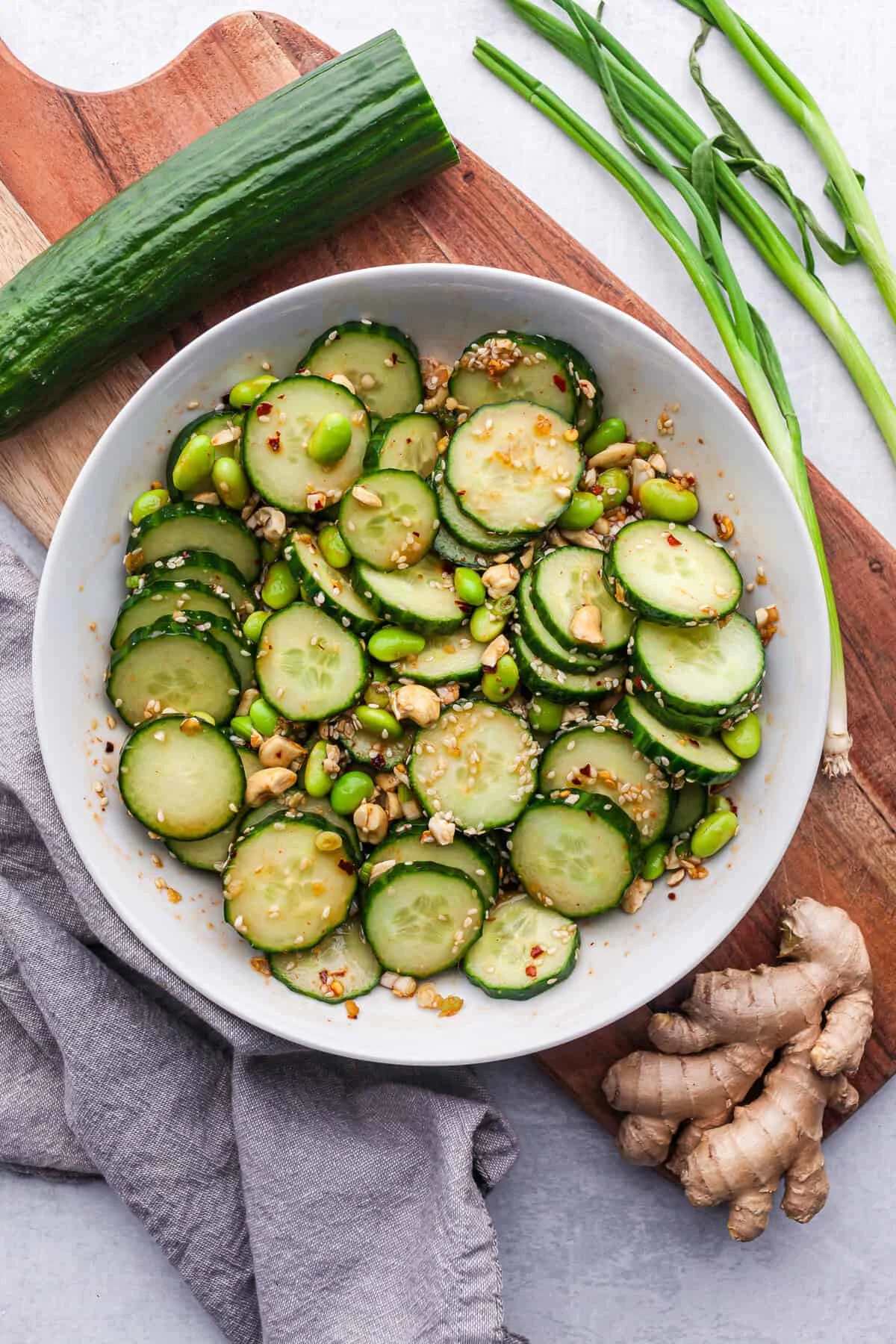 Spicy Edamame Cucumber Salad