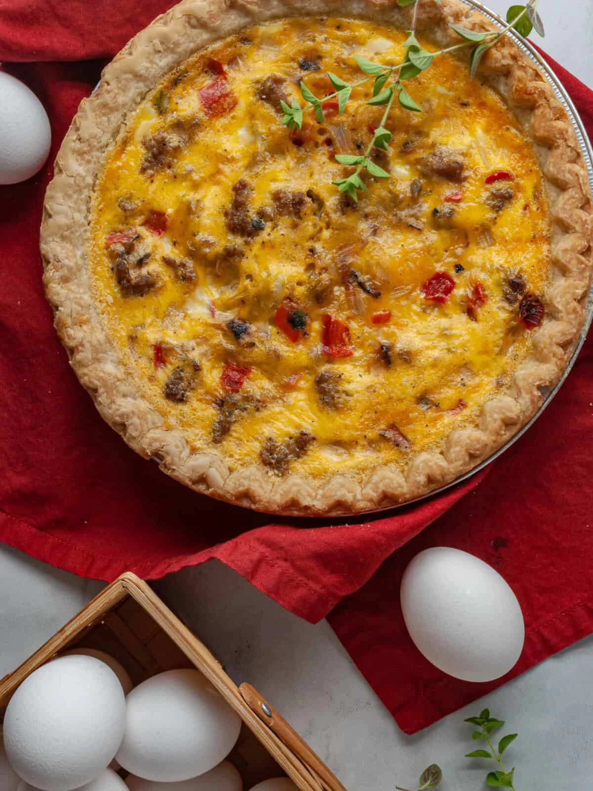 Lazy Quiche with Sausage, Onions, and Peppers