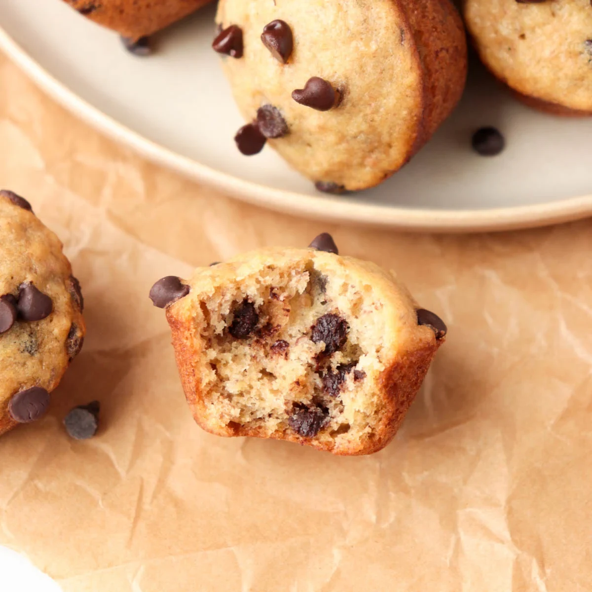 Mini Chocolate Chip Banana Muffins