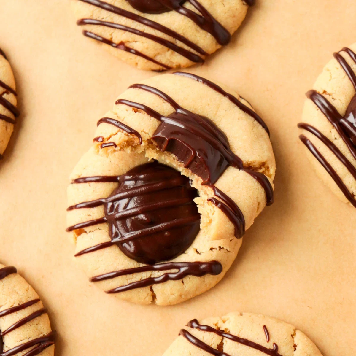 Chocolate Peanut Butter Thumbprint Cookies