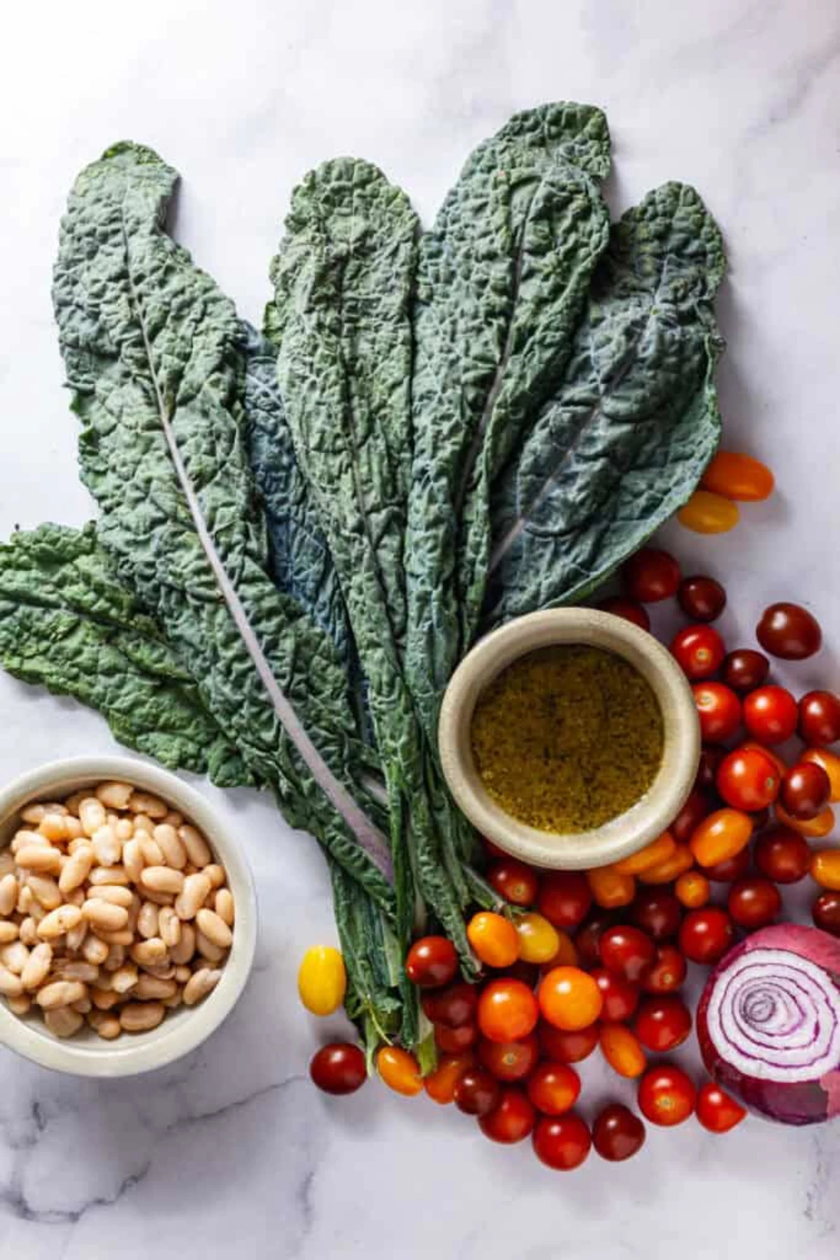 Kale and White Bean Salad with Pesto Dressing