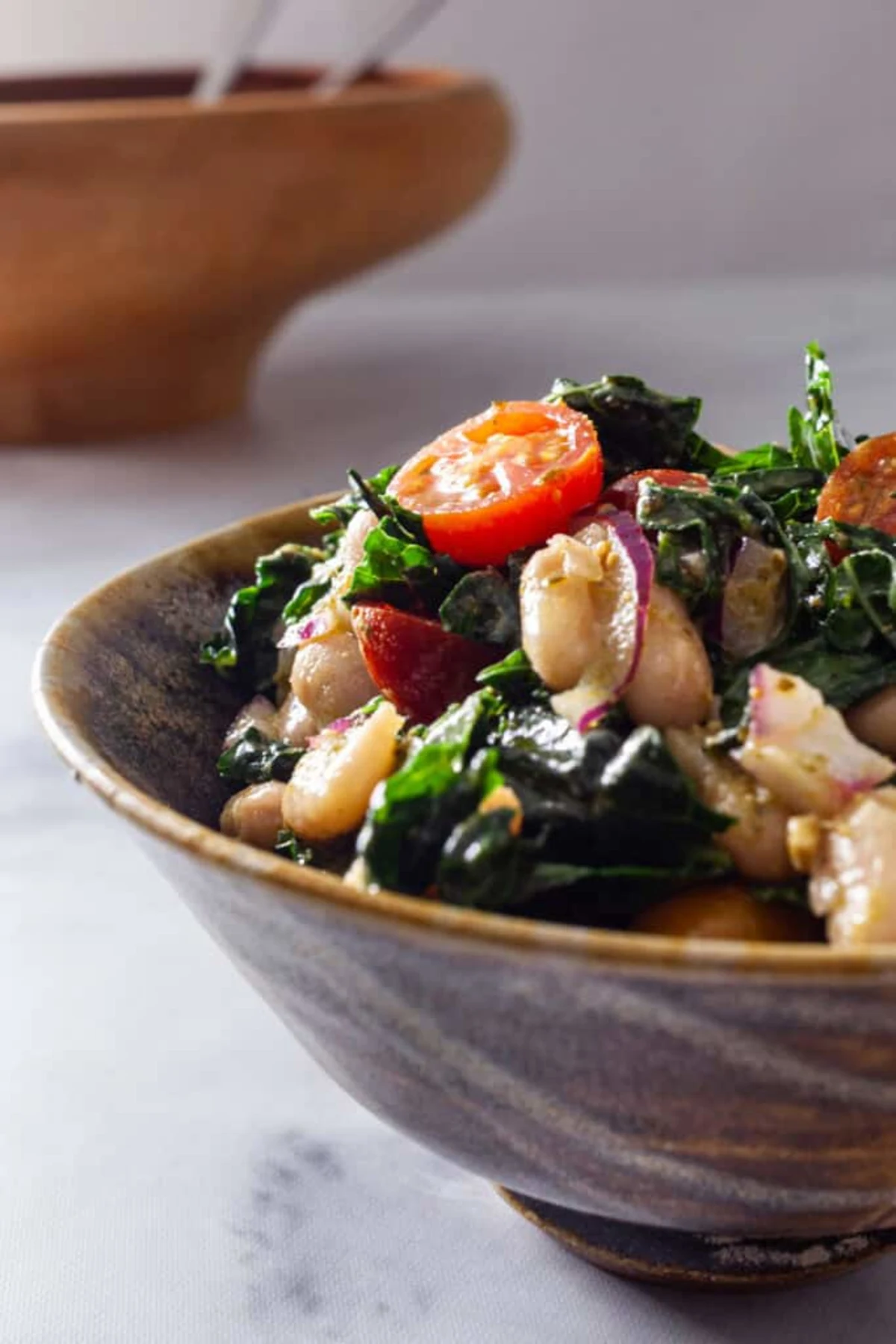 Kale and White Bean Salad with Pesto Dressing