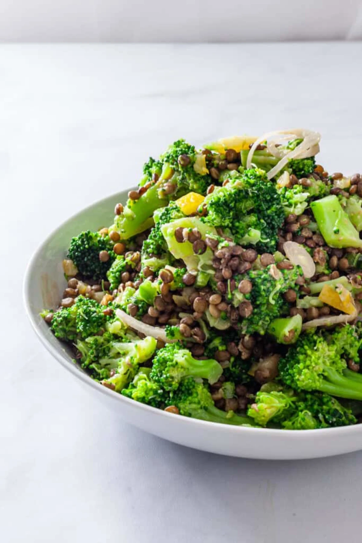 Broccoli Lentil Salad with Anchovy Salad Dressing