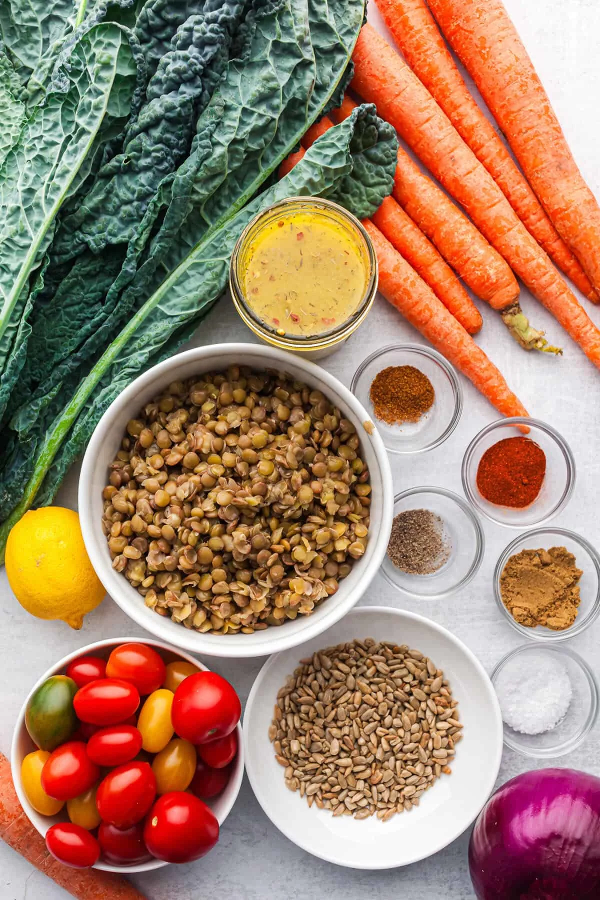 Kale Lentil Salad with Roasted Vegetables 