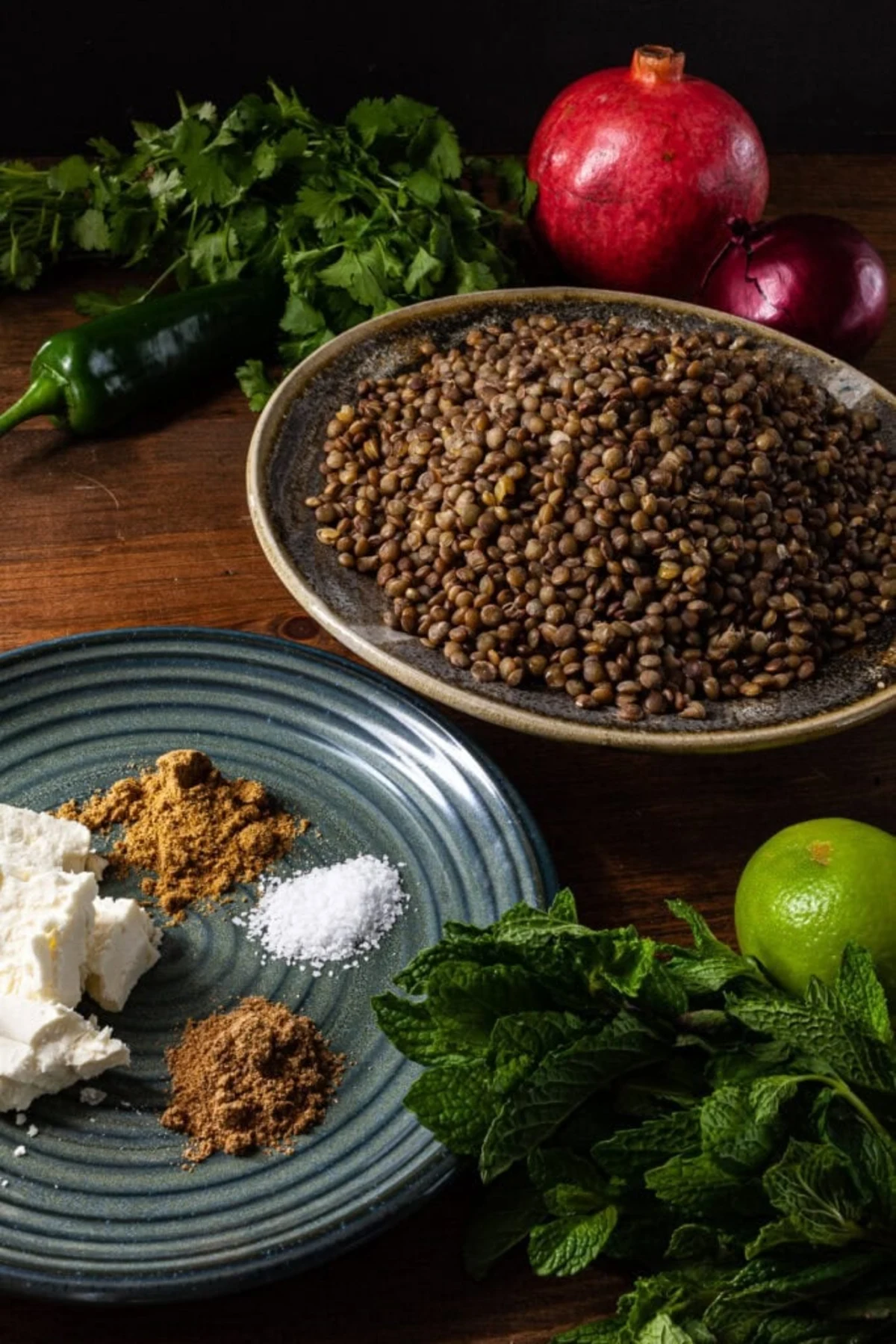 Lentil Salad with Feta and Pomegranate