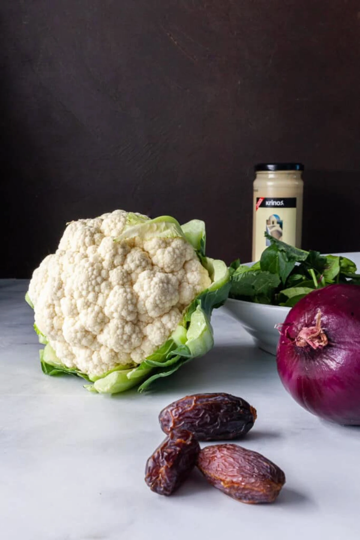 Roasted Cauliflower with Tahini and Dates