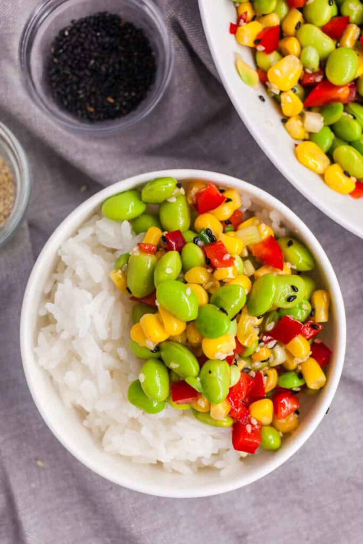 Edamame Bean Salad with Corn and Rice Vinegar