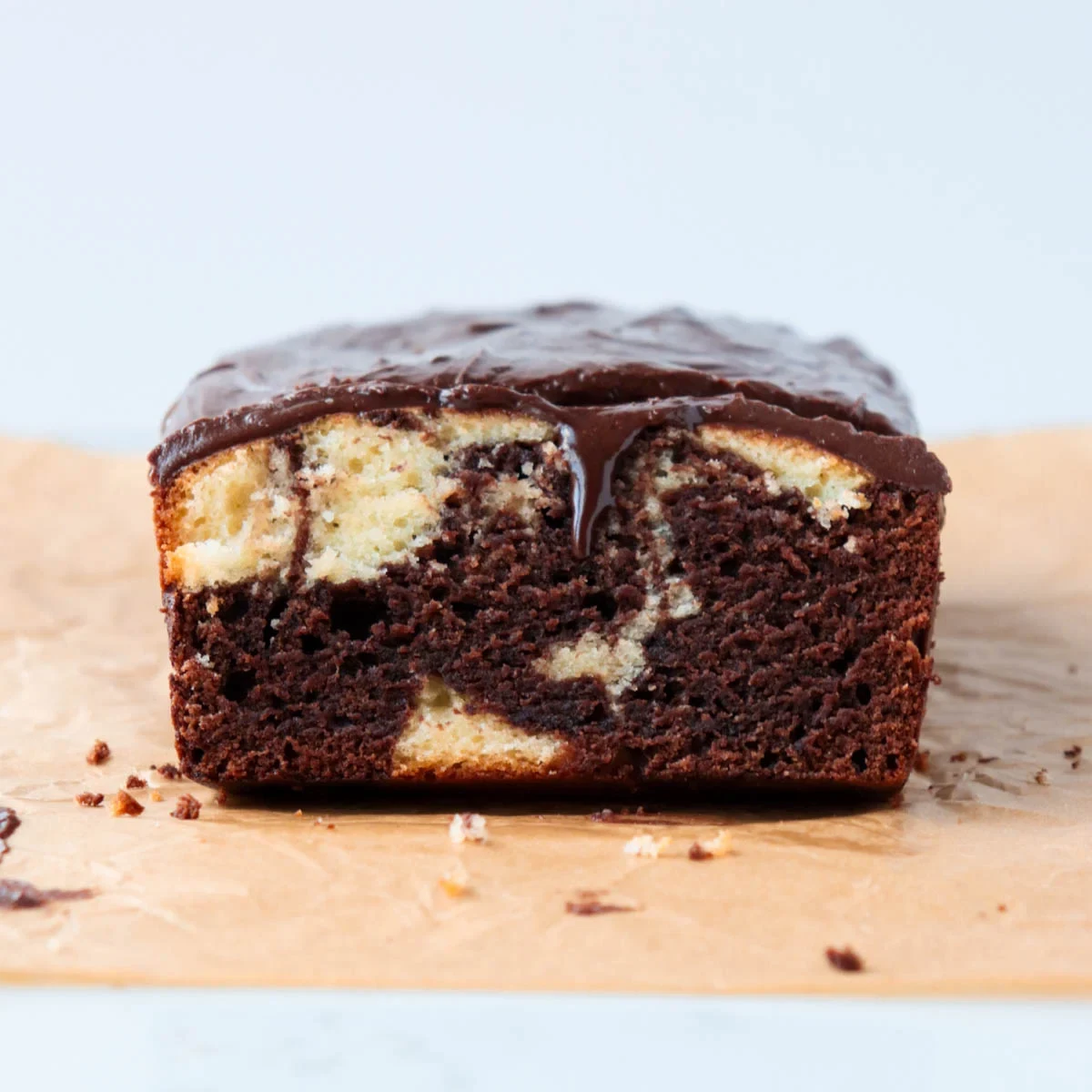 Marbled Pound Cake with Chocolate Icing