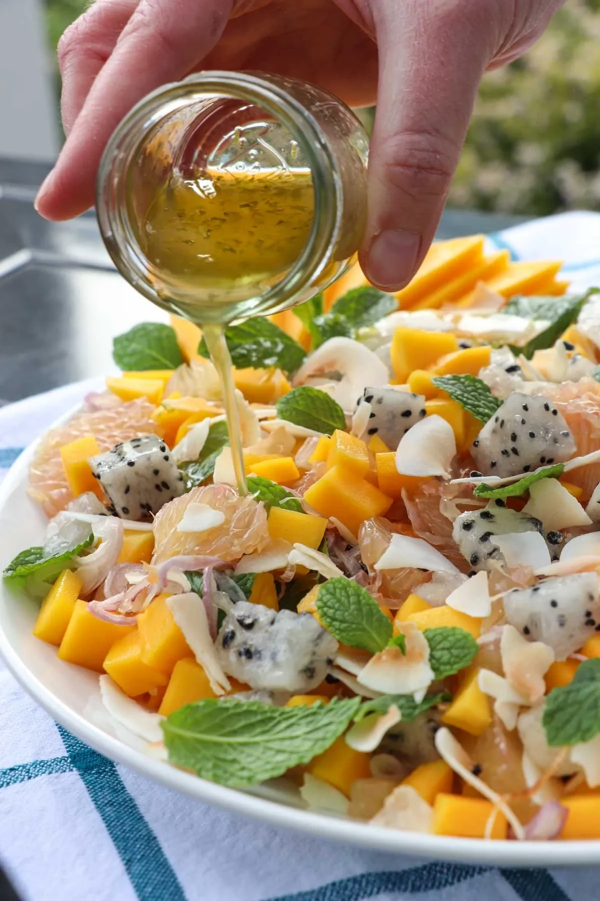 Tropical Fruit Salad with Sweet Umami Dressing