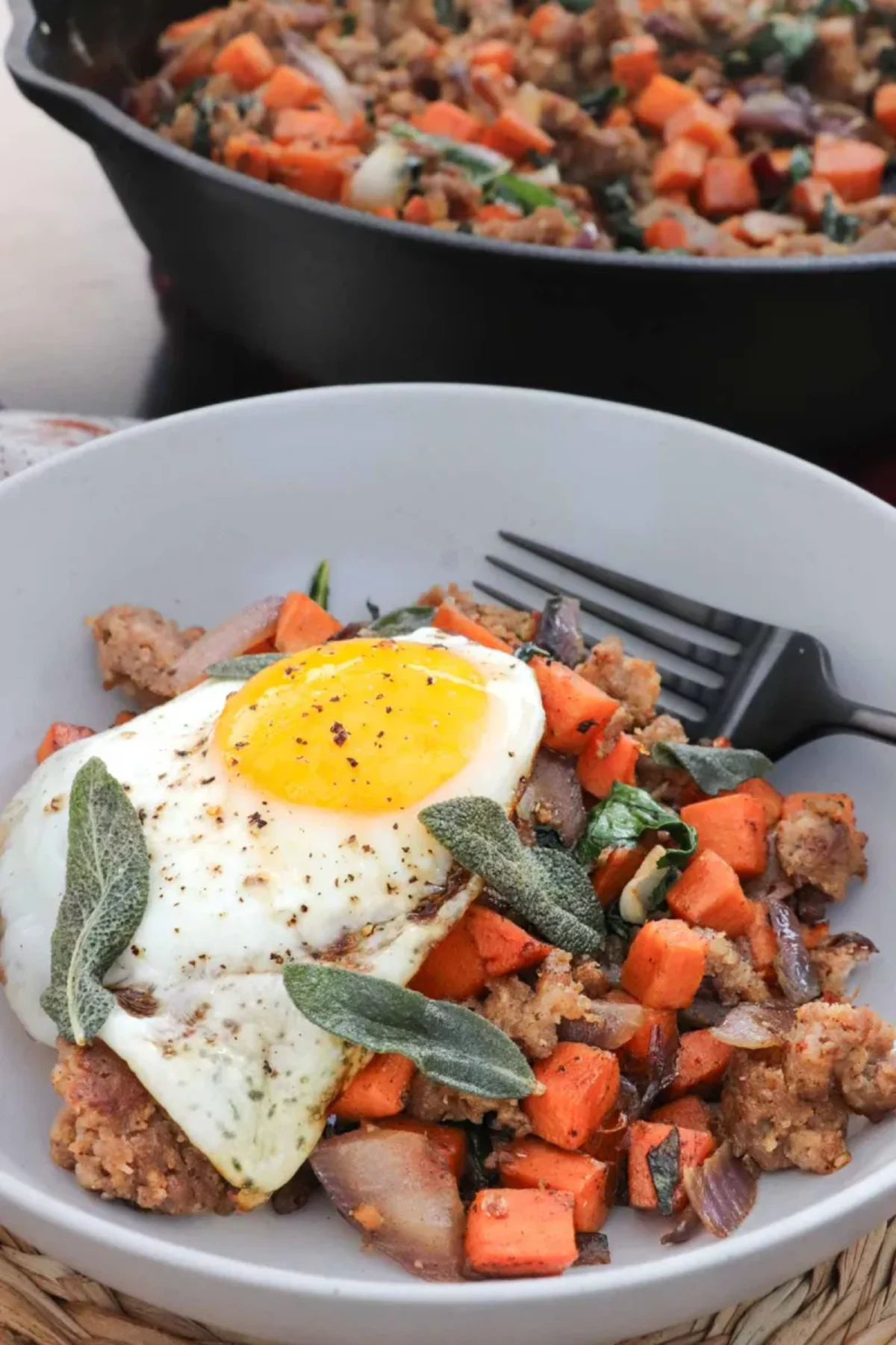 Sweet Potato Breakfast Hash with Sausage and Sage