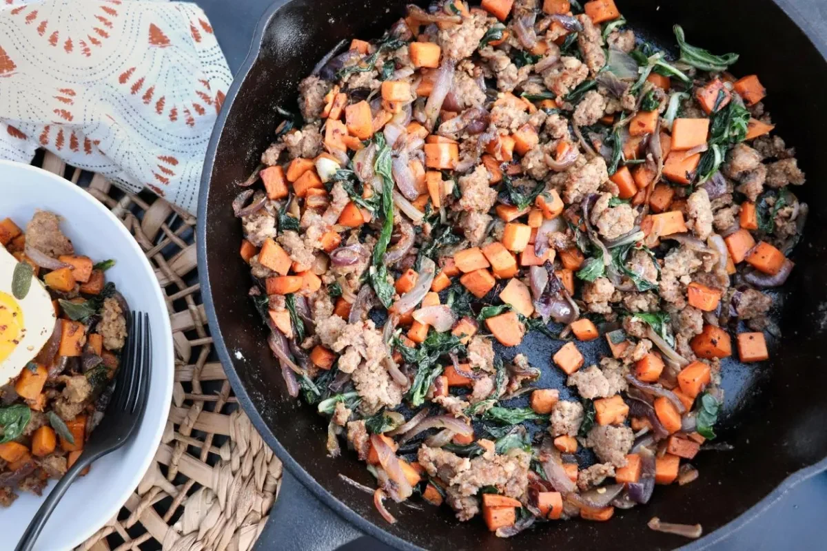 Sweet Potato Breakfast Hash with Sausage and Sage
