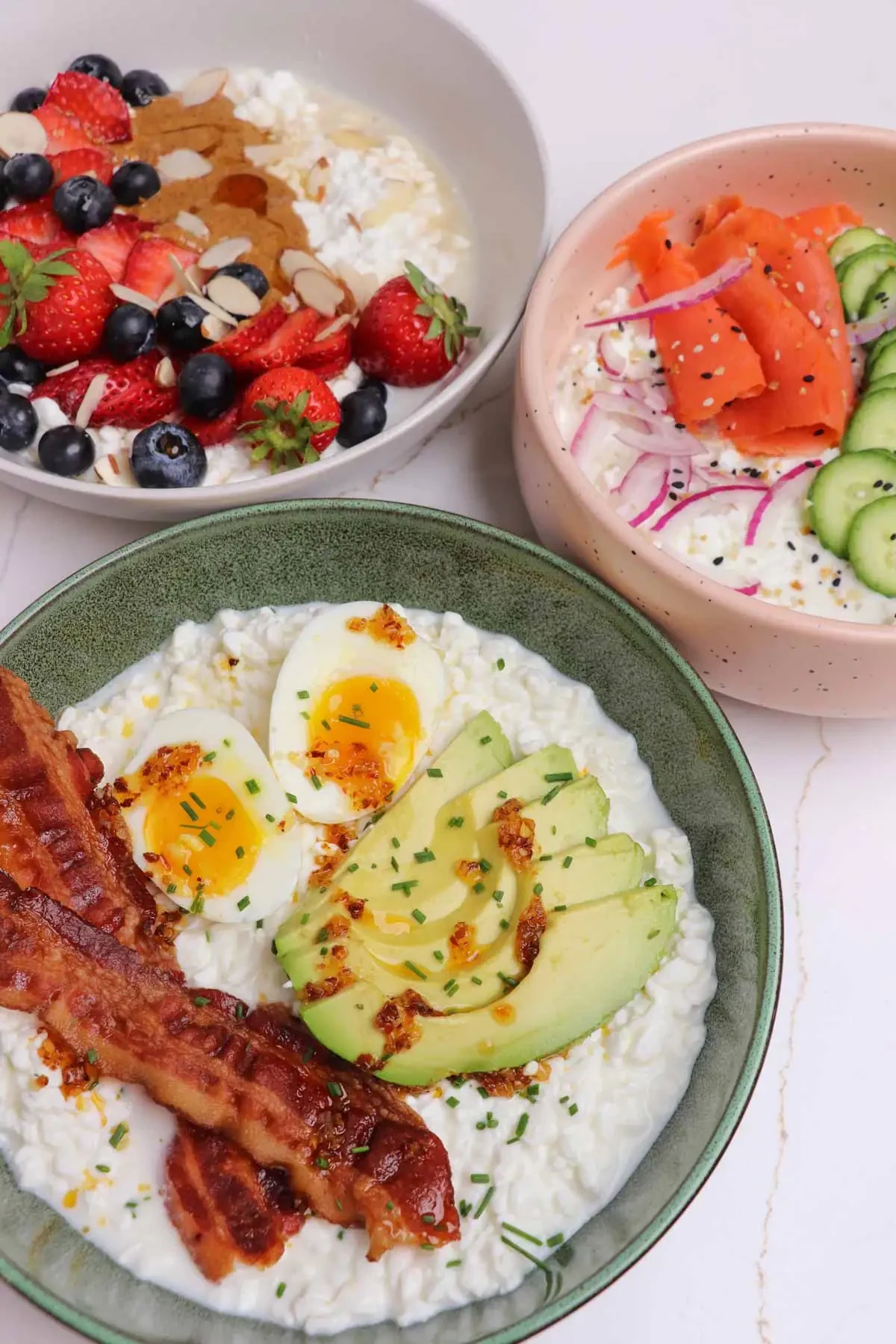 High Protein Cottage Cheese Breakfast Bowls (5 Ways)