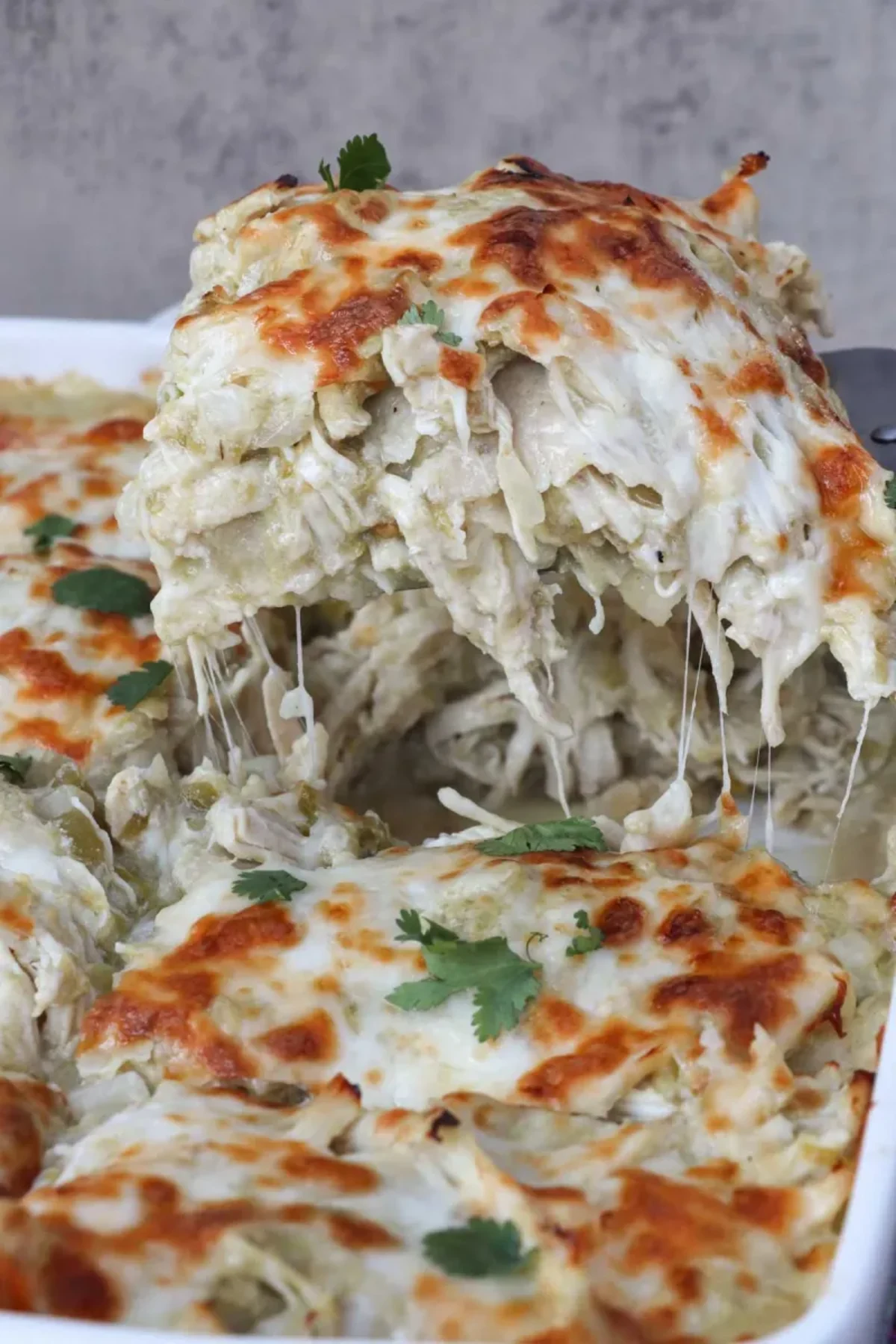 Chicken Enchilada Casserole with Creamy Salsa Verde