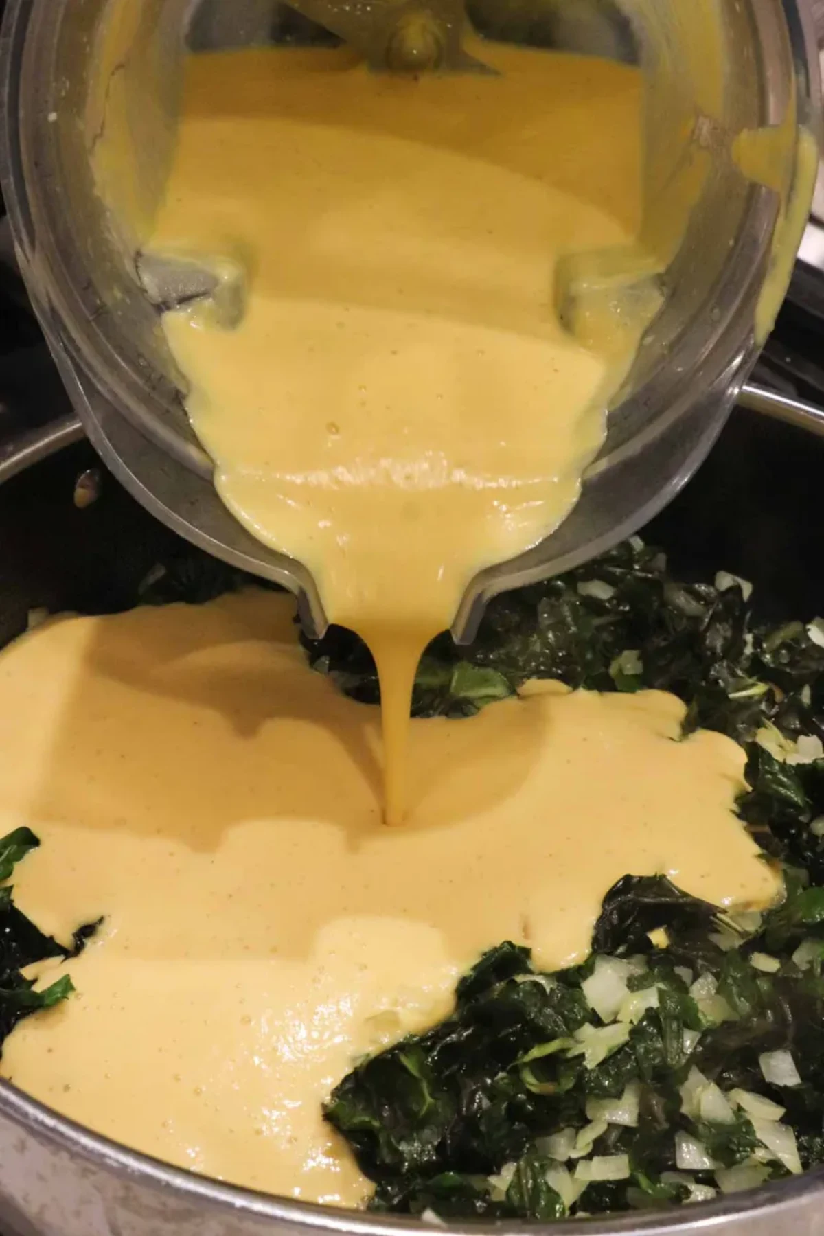 Pasta with Butternut Squash Sauce, Gruyere, and Greens