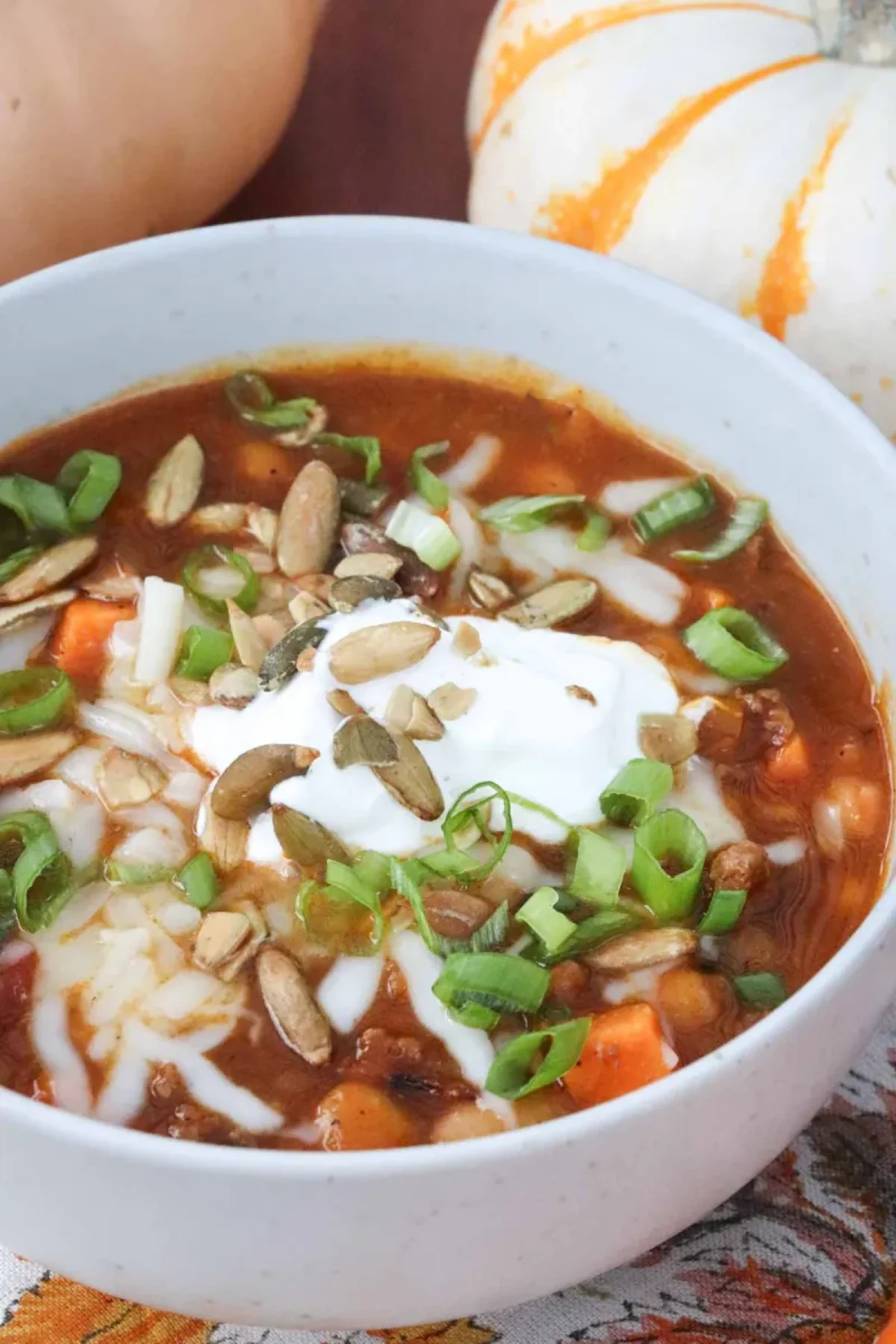 Pumpkin Chili with Turkey and White Beans