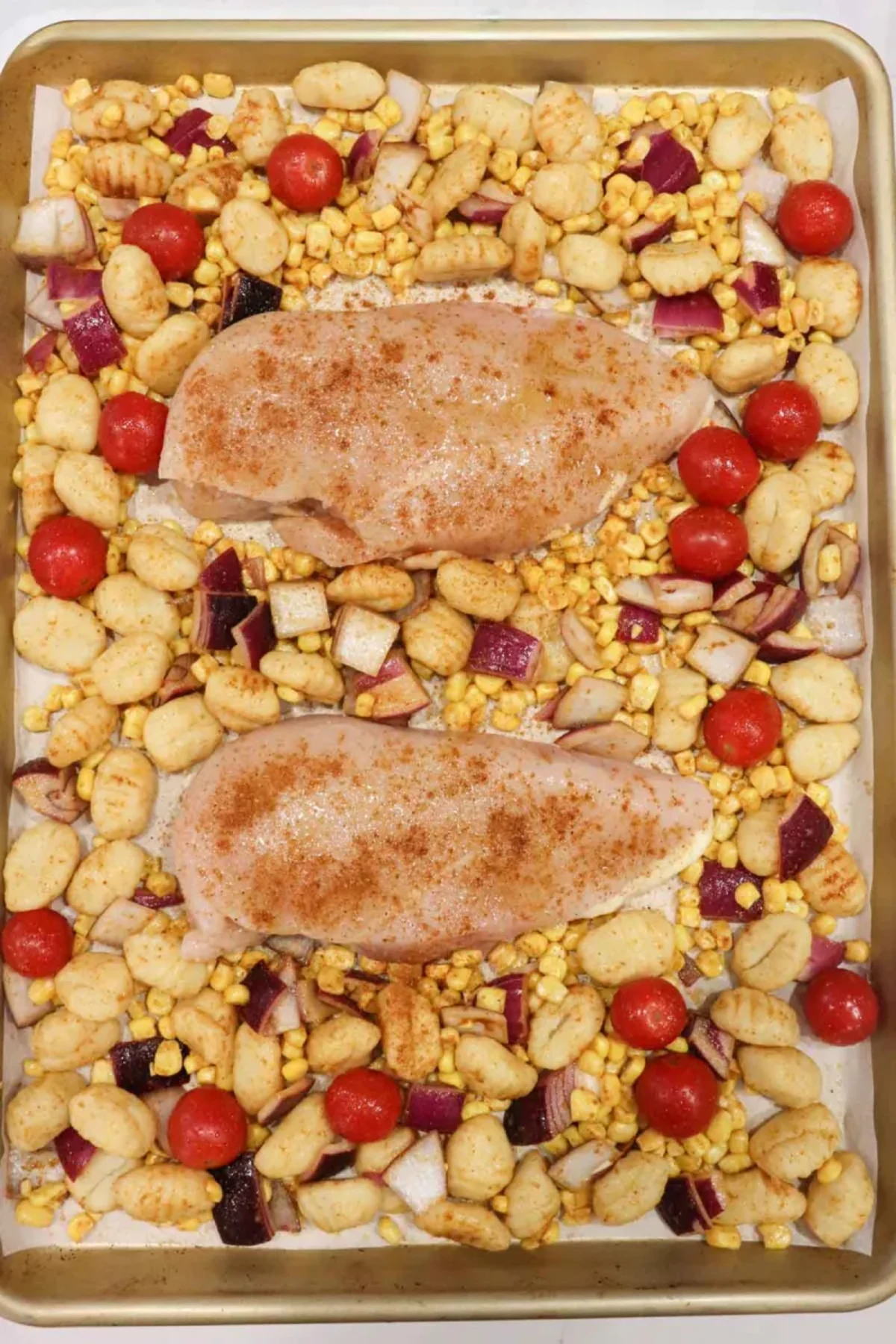 Sheet Pan Gnocchi with Chicken and Corn