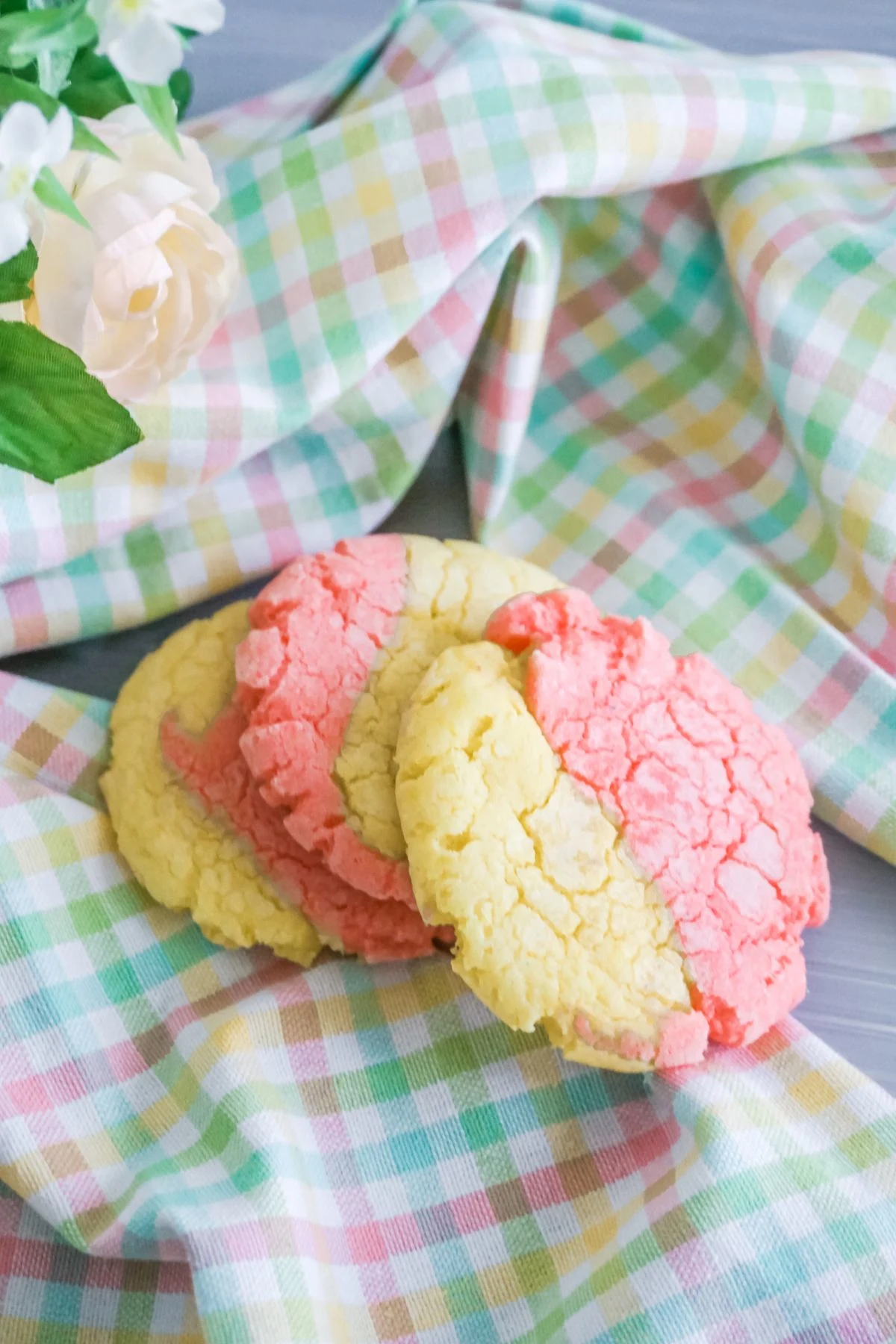 Lemon Strawberry Crinkle Cookies