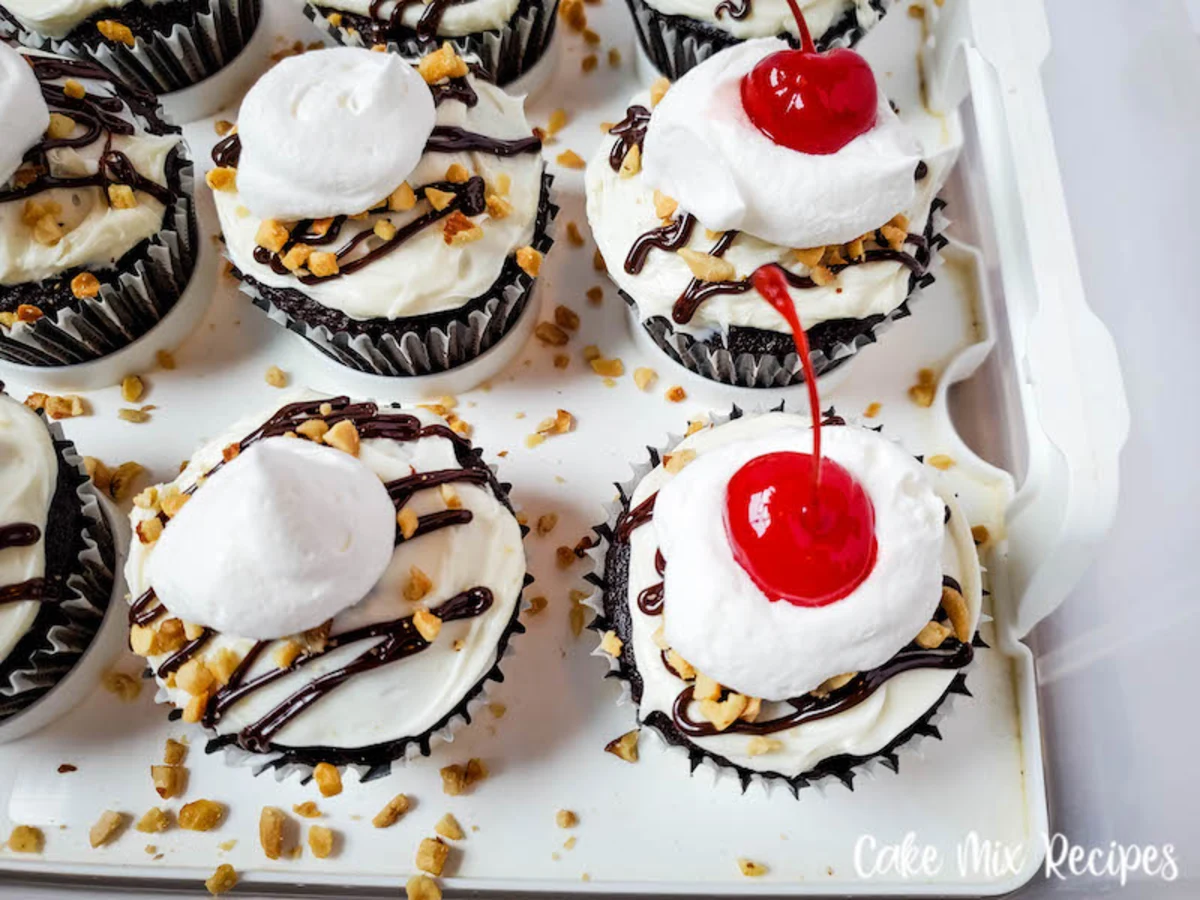 Hot Fudge Sundae Cupcakes