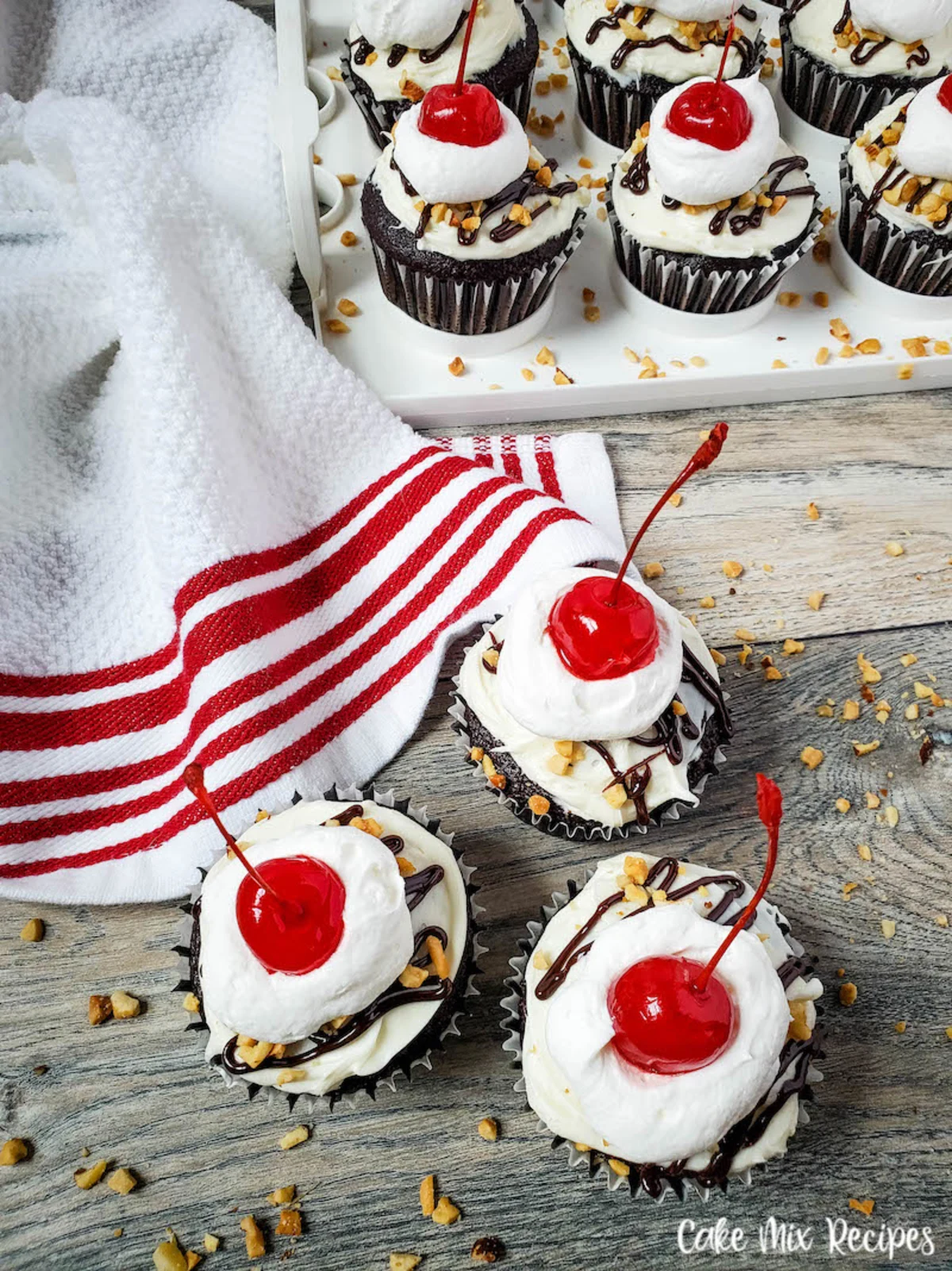 Hot Fudge Sundae Cupcakes