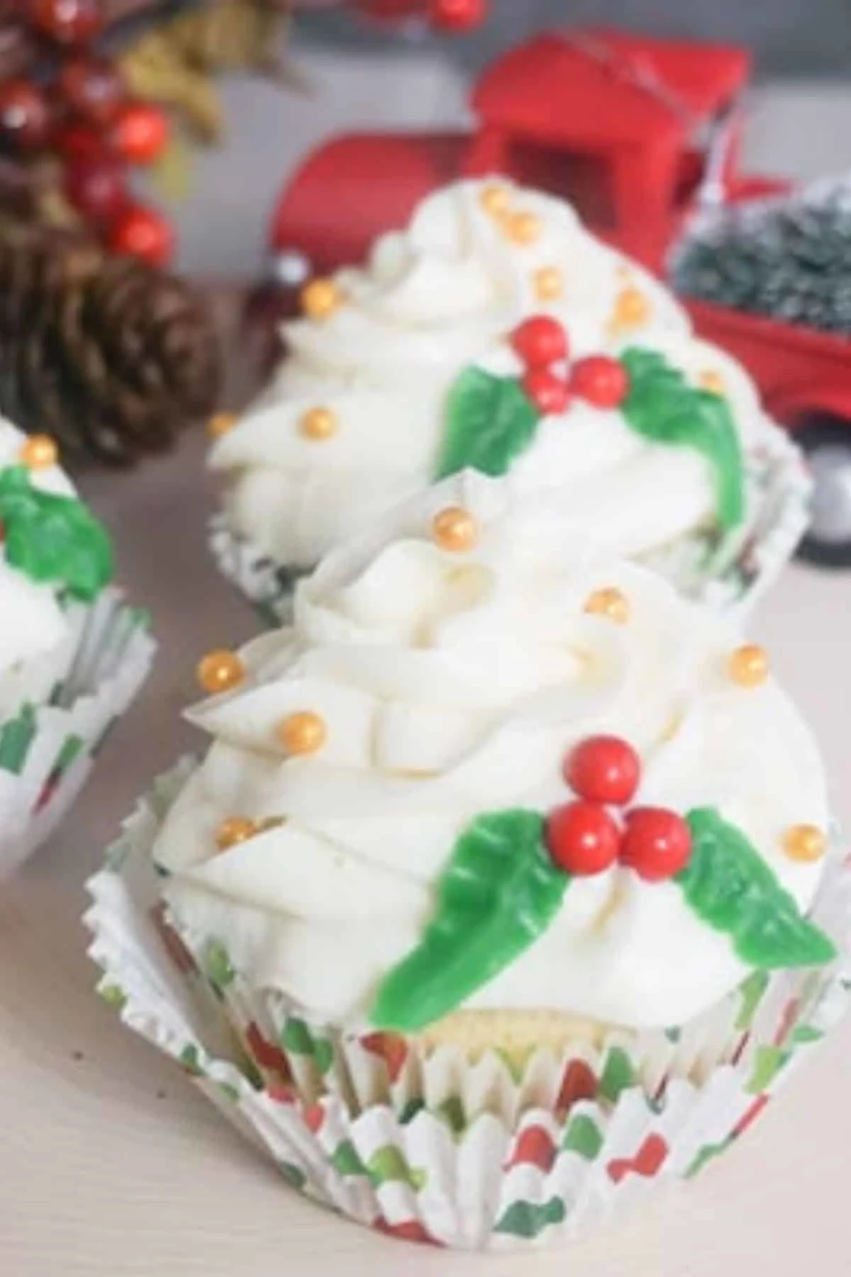 Christmas Holly Cupcakes