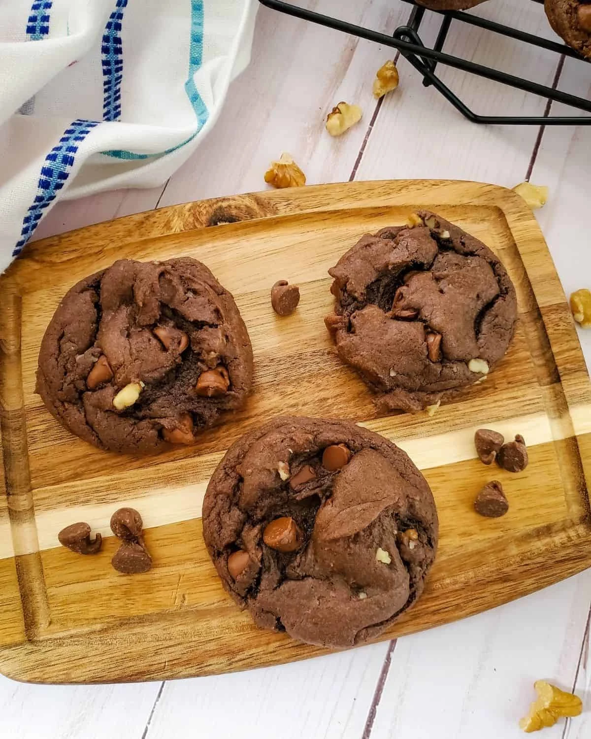 Double Chocolate Chip and Walnut Cookies