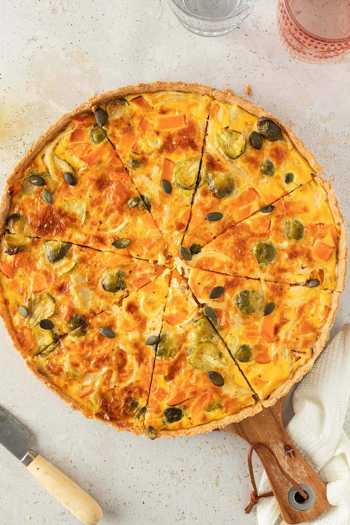 Quiche with Pumpkin and Brussels Sprouts
