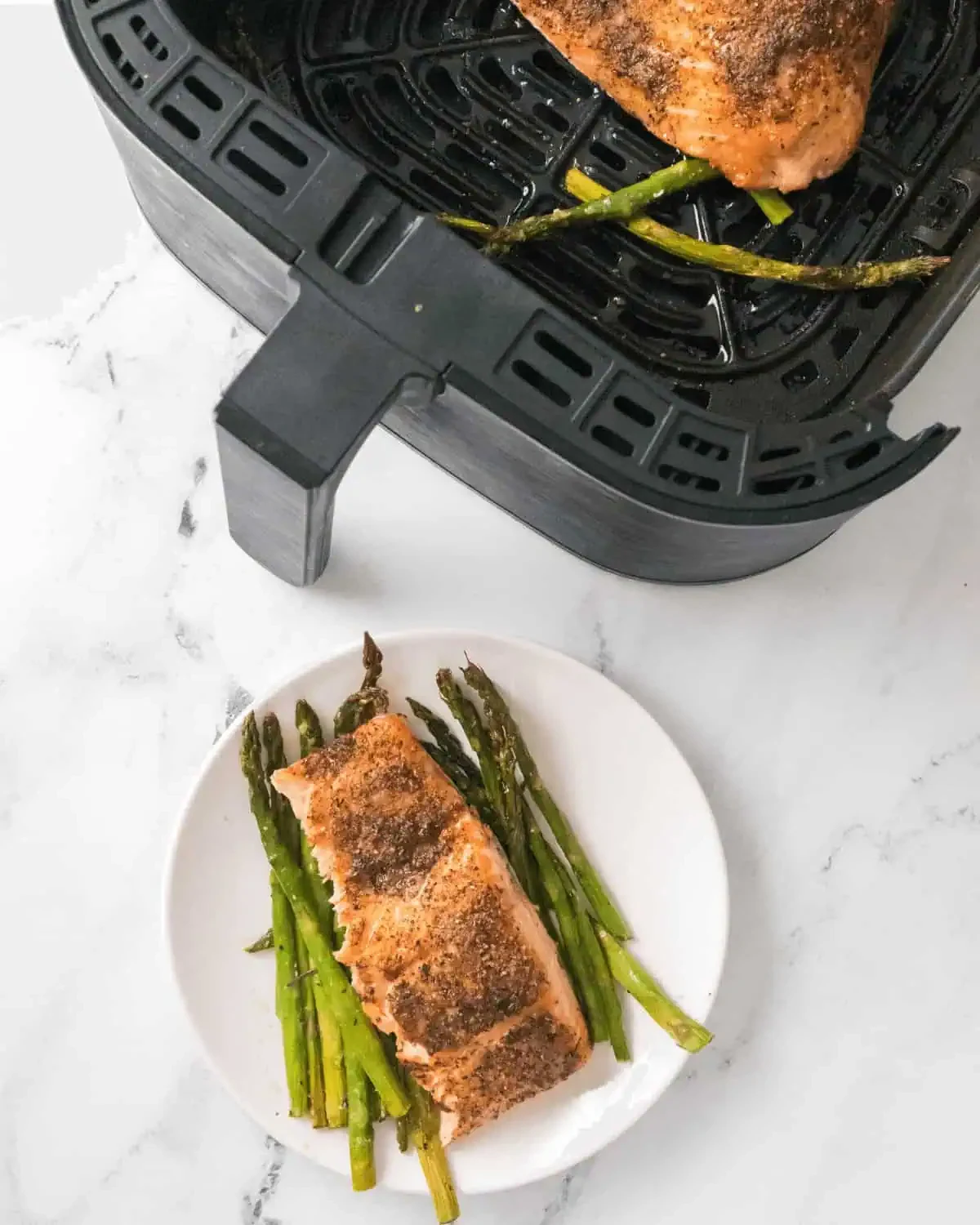 Air Fryer Salmon and Asparagus