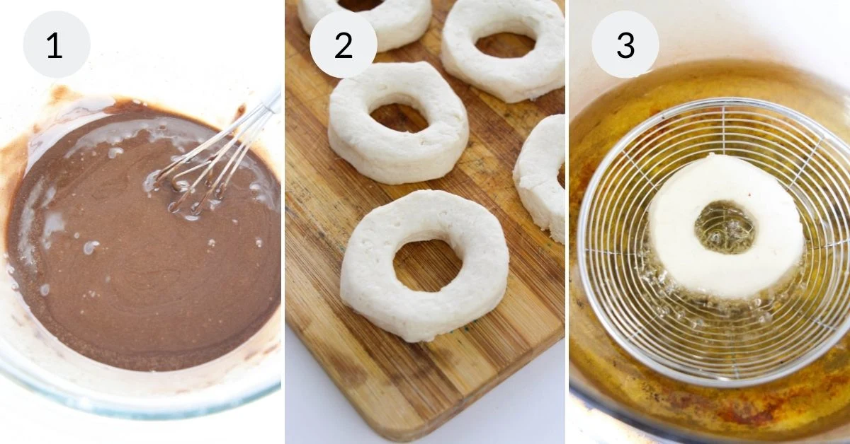 Chocolate Glazed Biscuit Donuts