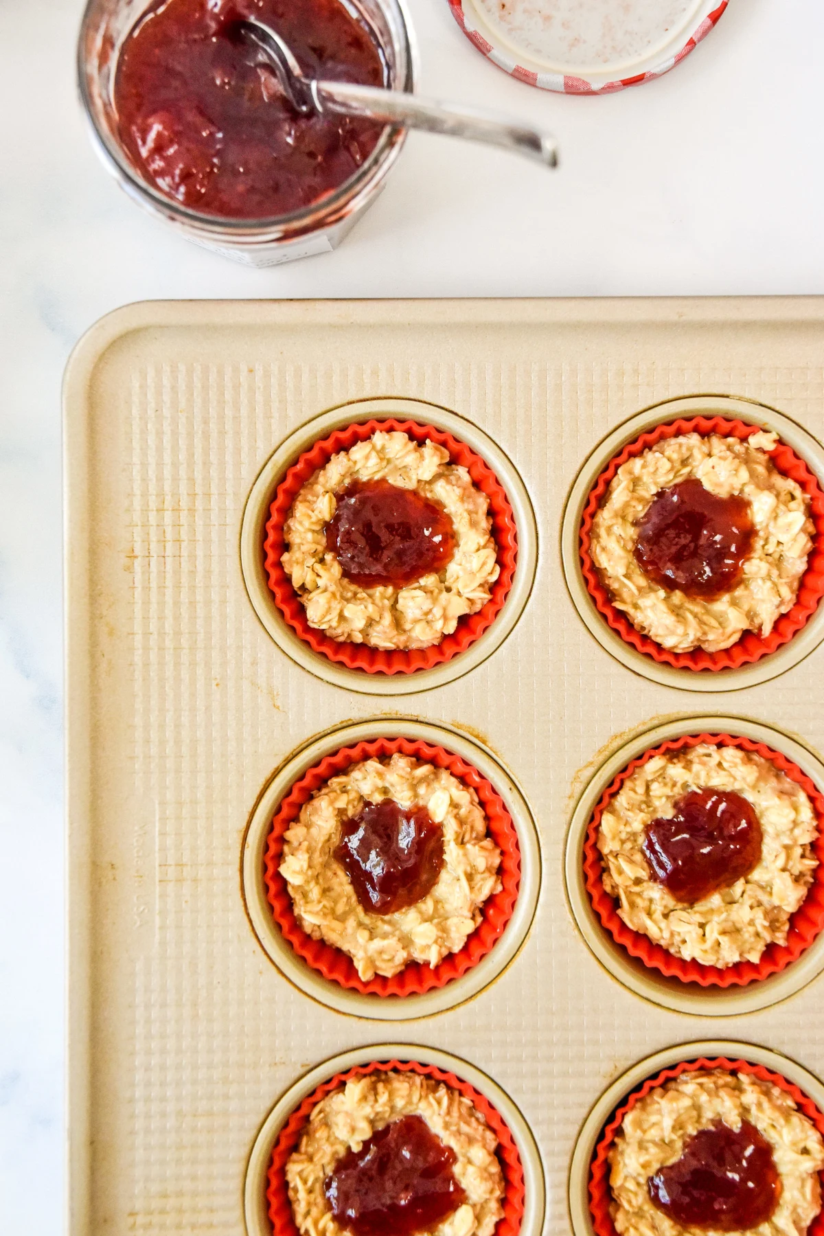 Peanut Butter & Jelly Baked Oatmeal Cups
