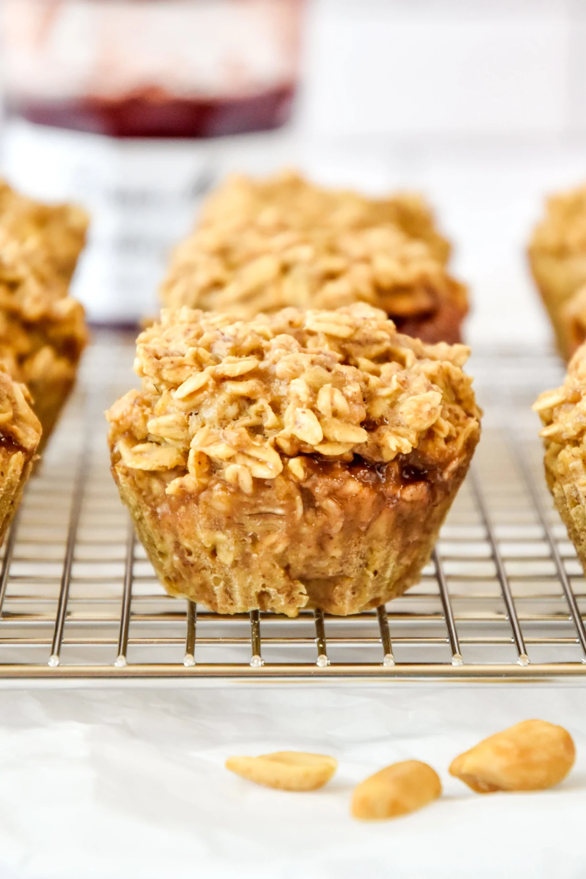 Peanut Butter & Jelly Baked Oatmeal Cups