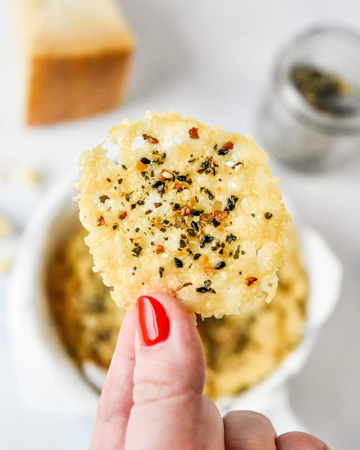 Everything Bagel Baked Parmesan Crisps
