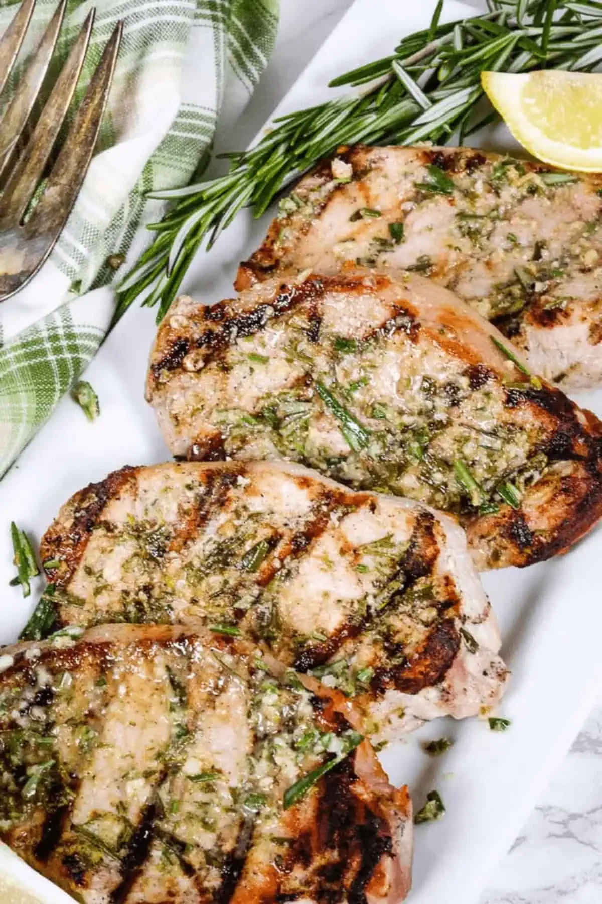 Grilled Boneless Pork Chops with Garlic and Rosemary