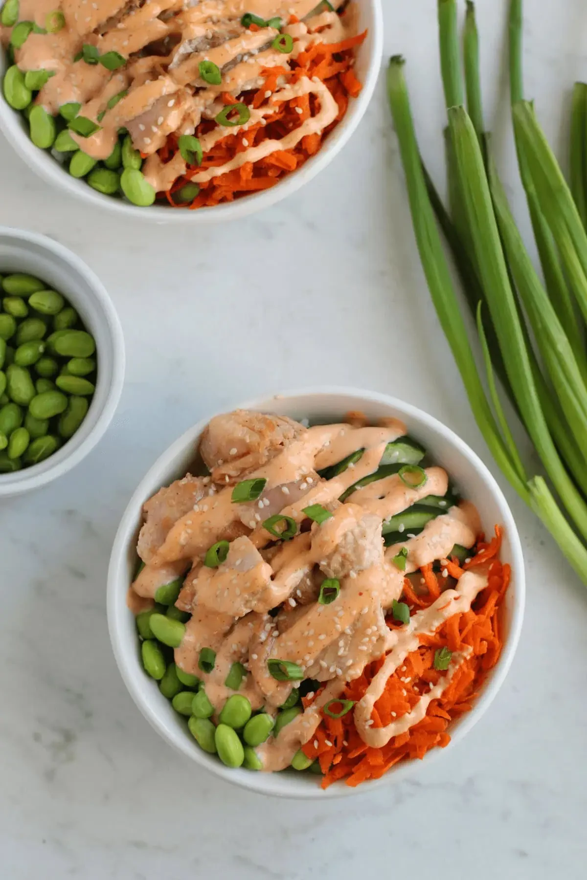 Teriyaki Salmon Bowls with Spicy Mayo Sauce