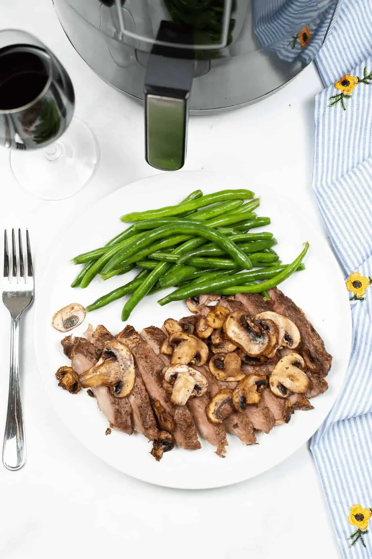 Air Fryer Ribeye Steak and Mushrooms